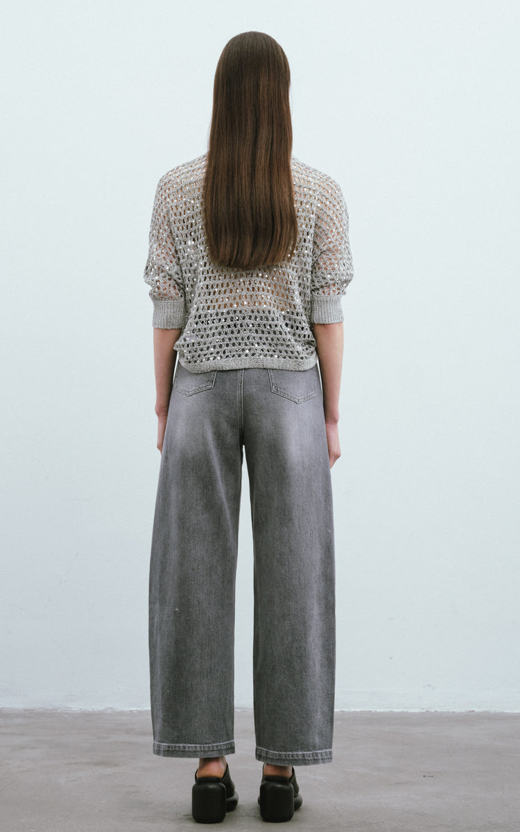 Sequined Mesh Casual Sweater