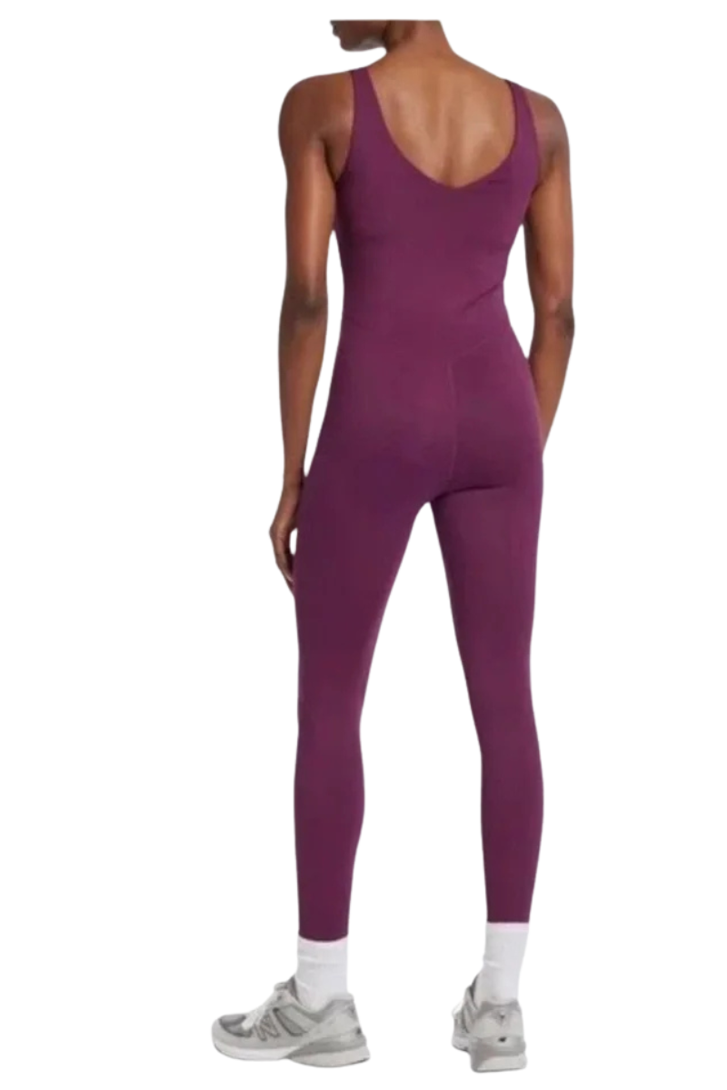 Bandier V-Neck Tempo Full Length Catsuit Pickled Beet BND10140