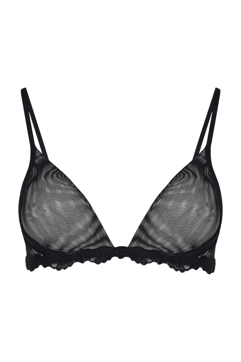 La Perla Triangle Bra in Sheer Black Stretch Tulle