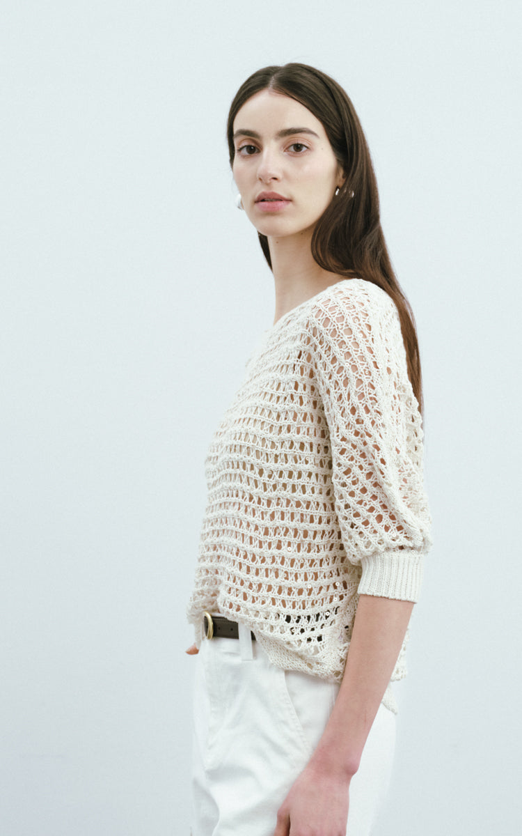 Sequined Mesh Casual Sweater