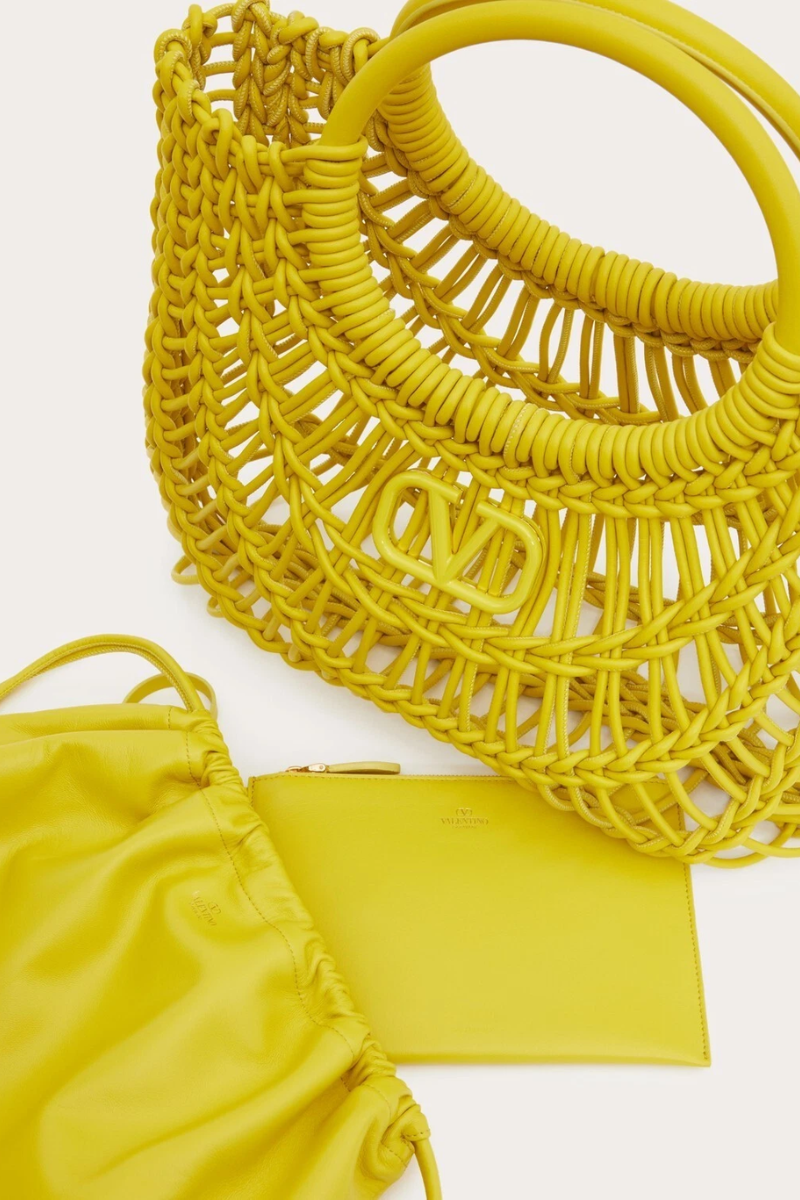 Valentino Garavani AllKnots Woven Leather Shopper bag in Cedar Yellow