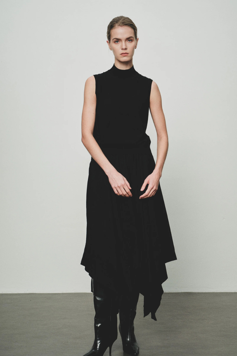 Max Simple Turtleneck Wool Vest Black MSBY263051B