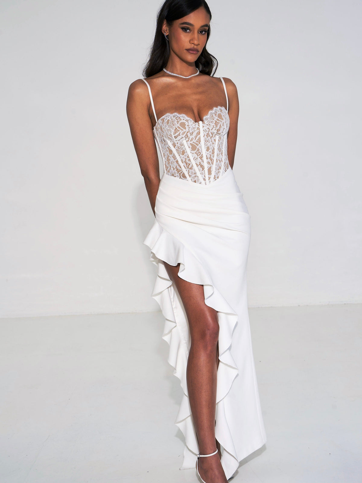 Junia White Lace Corset Maxi Dress (Archive Sale)
