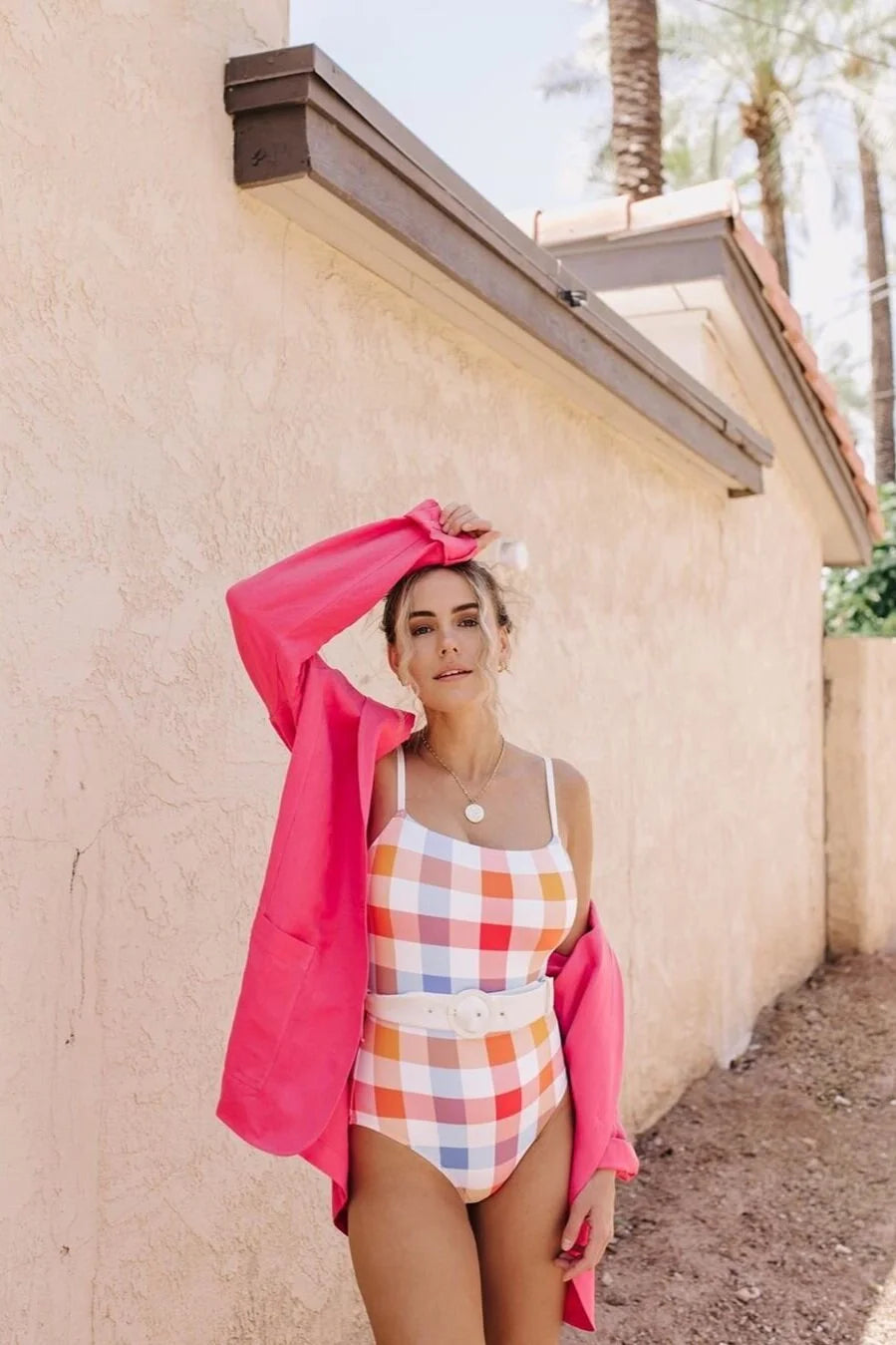 Solid & Striped The Nina Belt One Piece - Beach Plaid