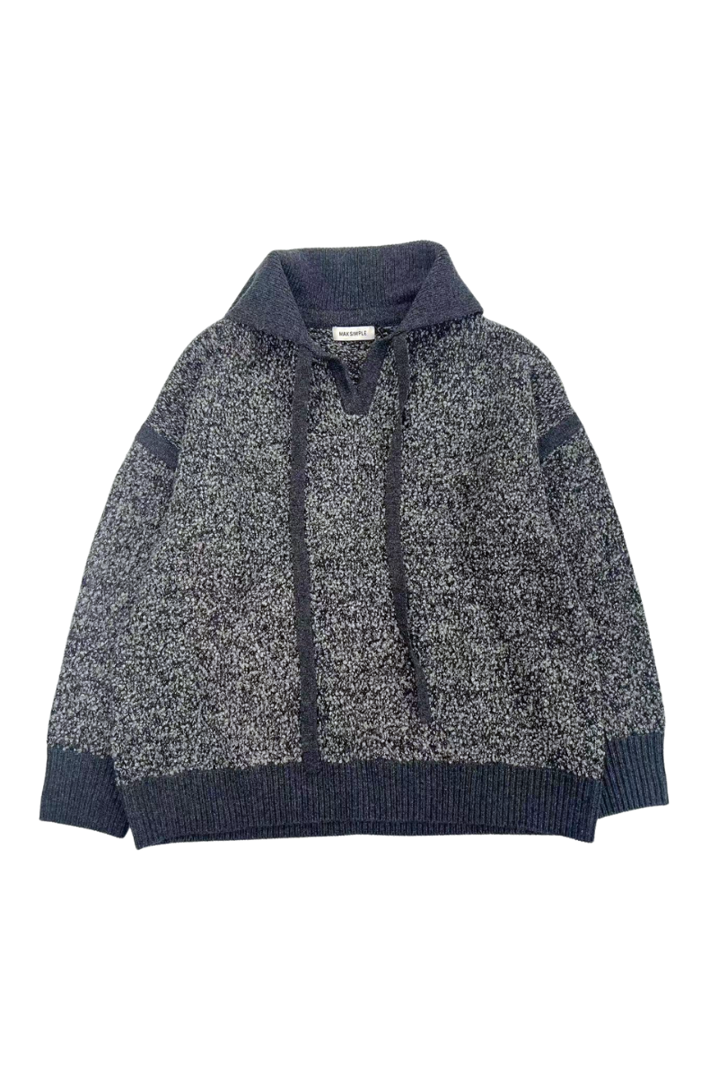 Max Simple Slouchy Notch-Neck Sweater_Dark Grey