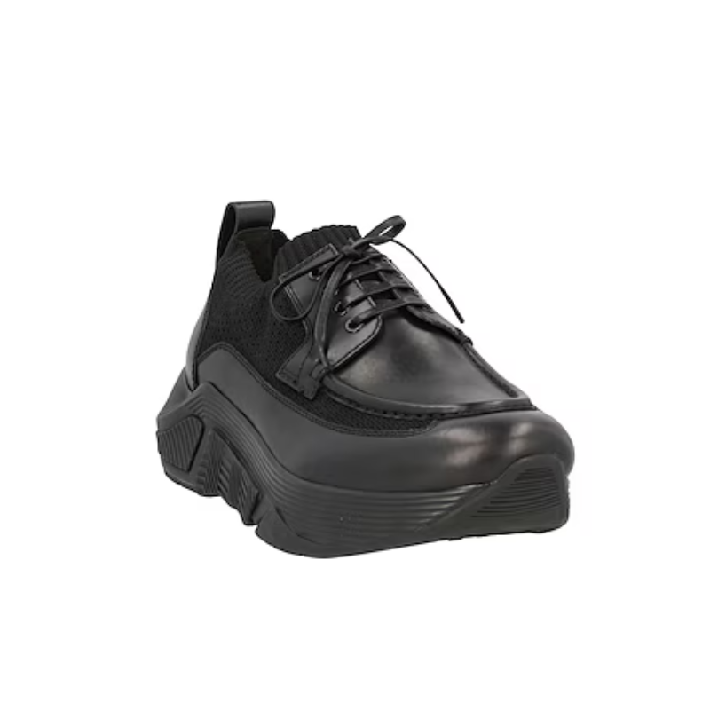 Mens | GIORGIO ARMANI Black Chunky Sneakers Knit & Leather