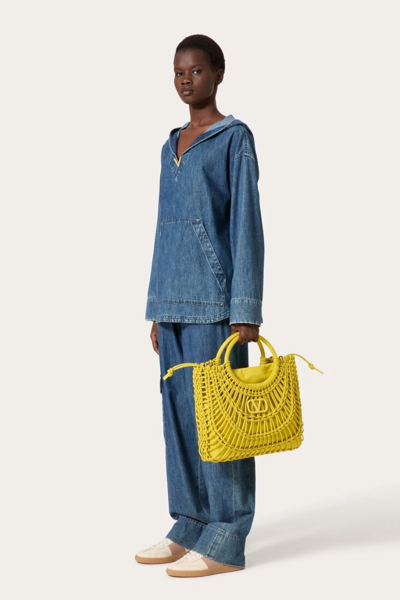 Valentino Garavani AllKnots Woven Leather Shopper bag in Cedar Yellow