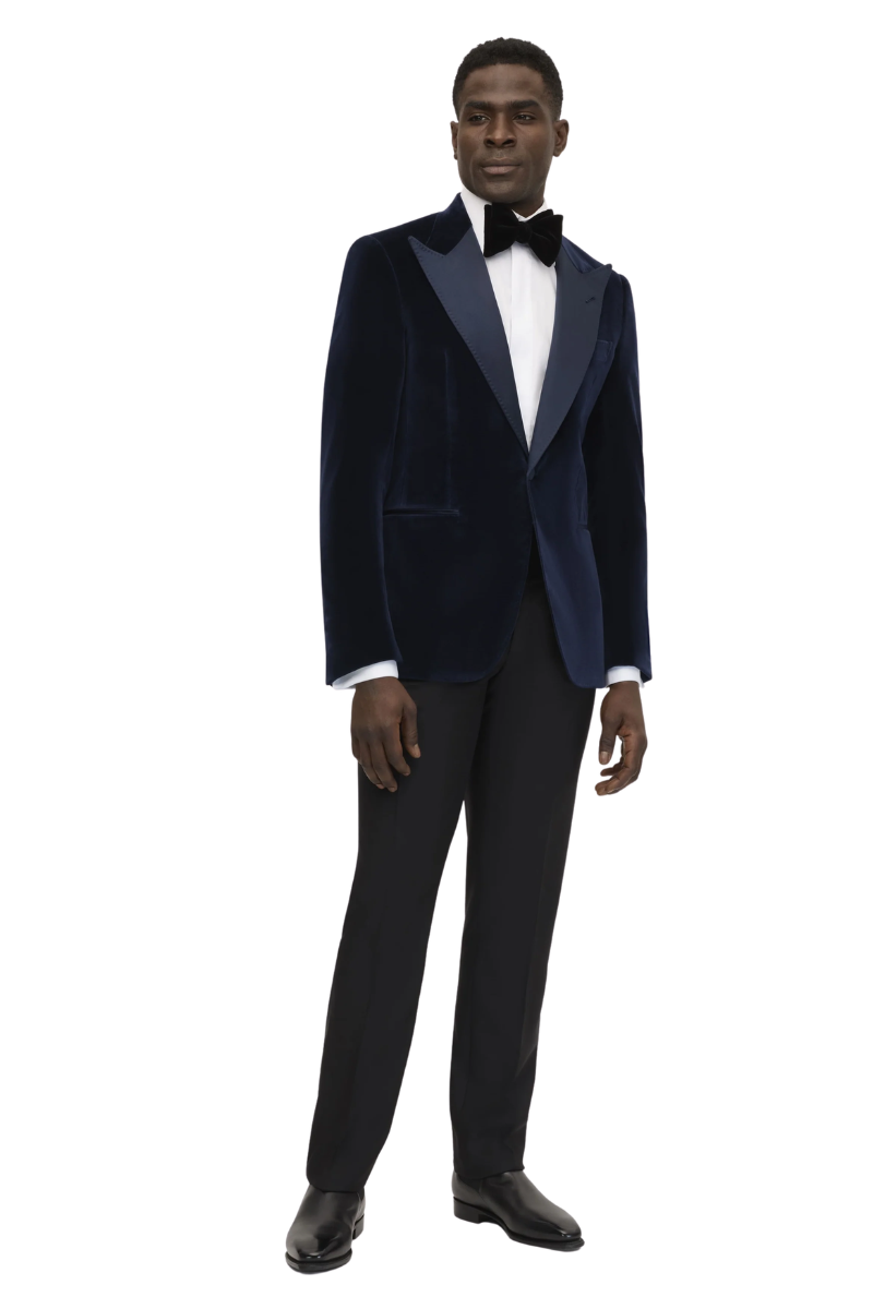 Frere Navy SB Peak Velvet Dinner Jacket w/ Formal Lapel
