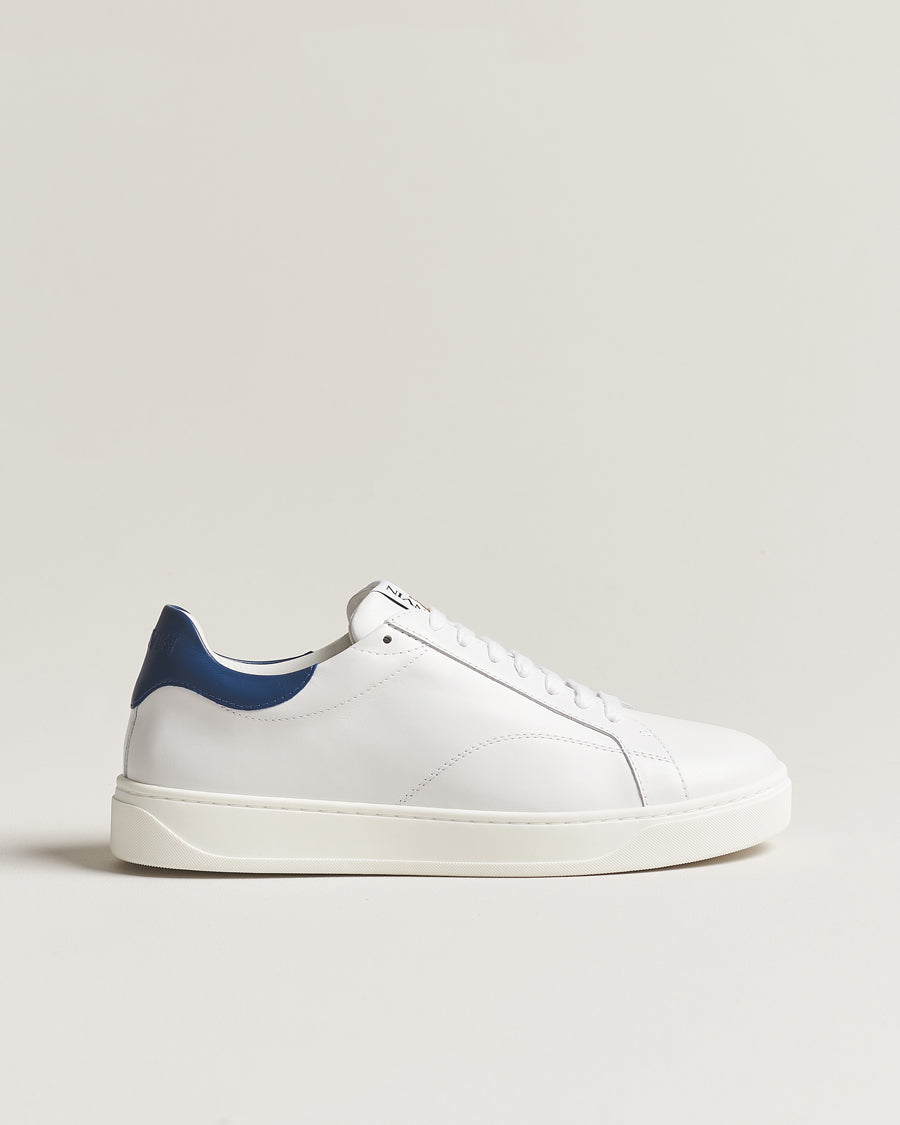 Lanvin DBB0 Leather Sneaker in White/ Dark Blue
