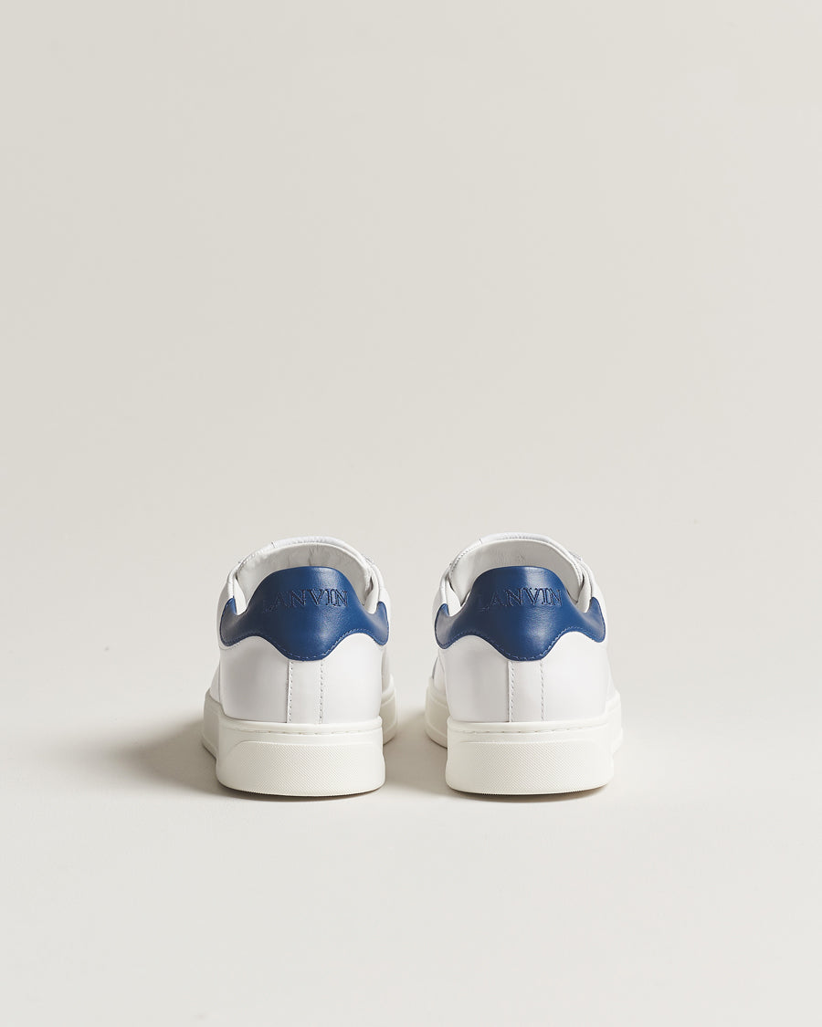 Lanvin DBB0 Leather Sneaker in White/ Dark Blue
