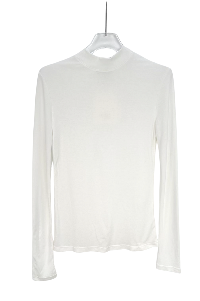 Max Simple Lyocell Wool Mock Neck Top_White