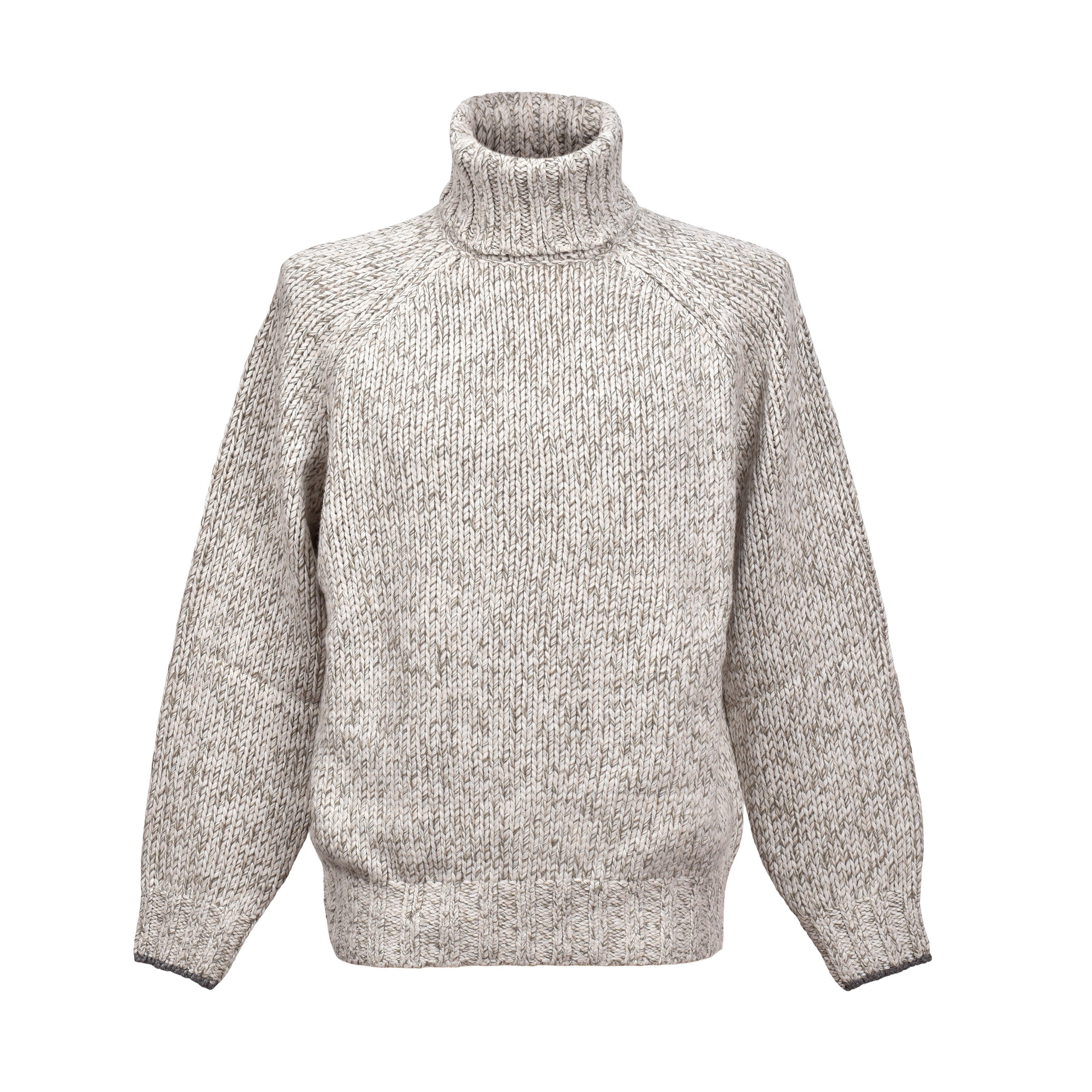 BRUNELLO CUCINELLI MEN'S LIGHT GREY CASHMERE TURTLENECK SWEATER