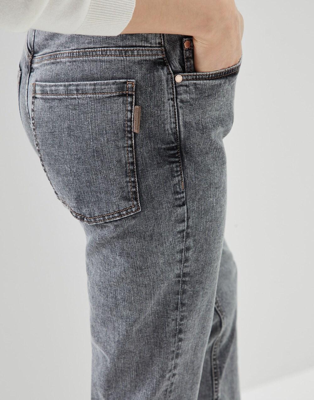 BRUNELLO CUCINELLI WOMEN'S SLATE STRAIGHT-LEG DENIM TROUSERS