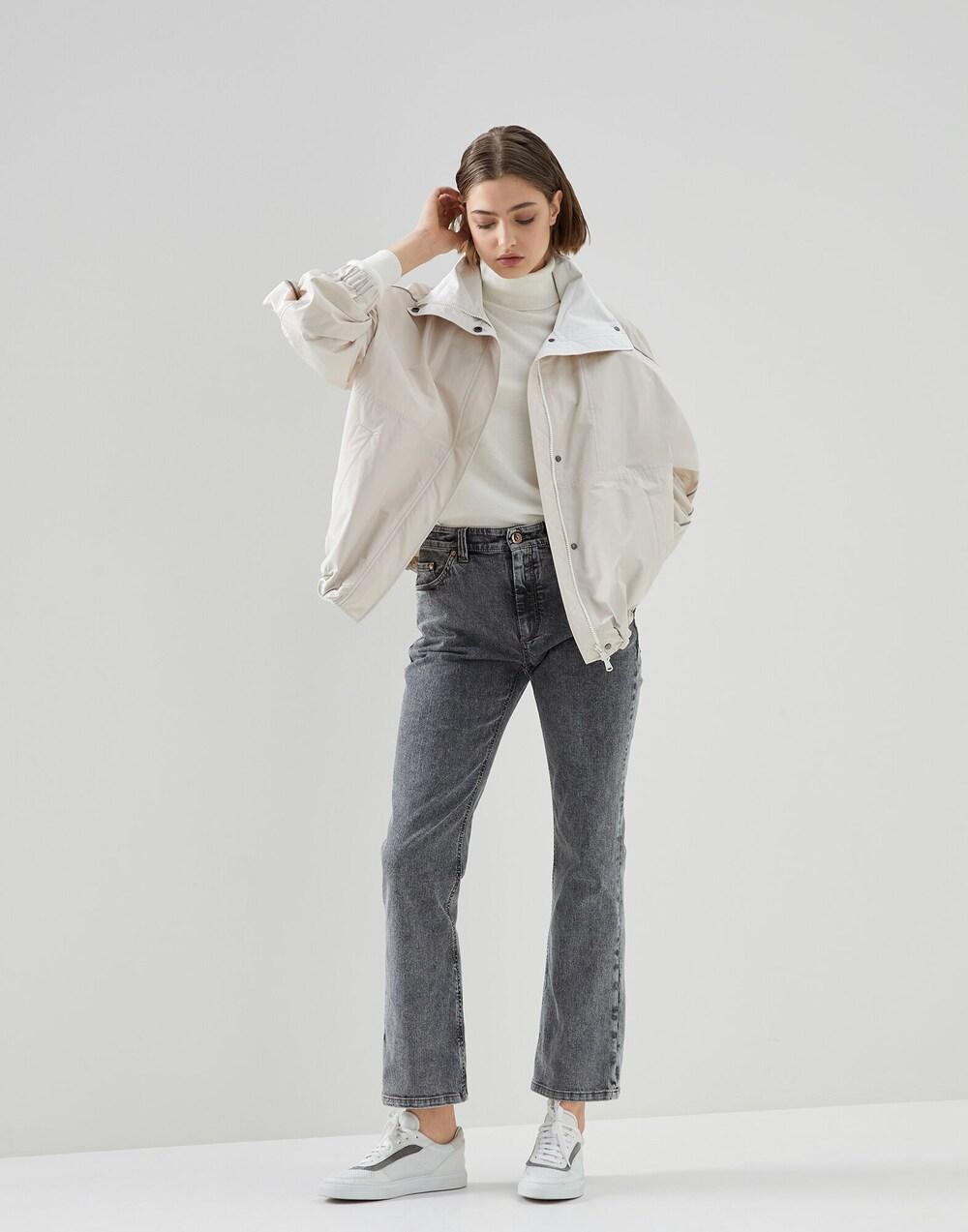 BRUNELLO CUCINELLI WOMEN'S GREY STRAIGHT LEG TROUSERS