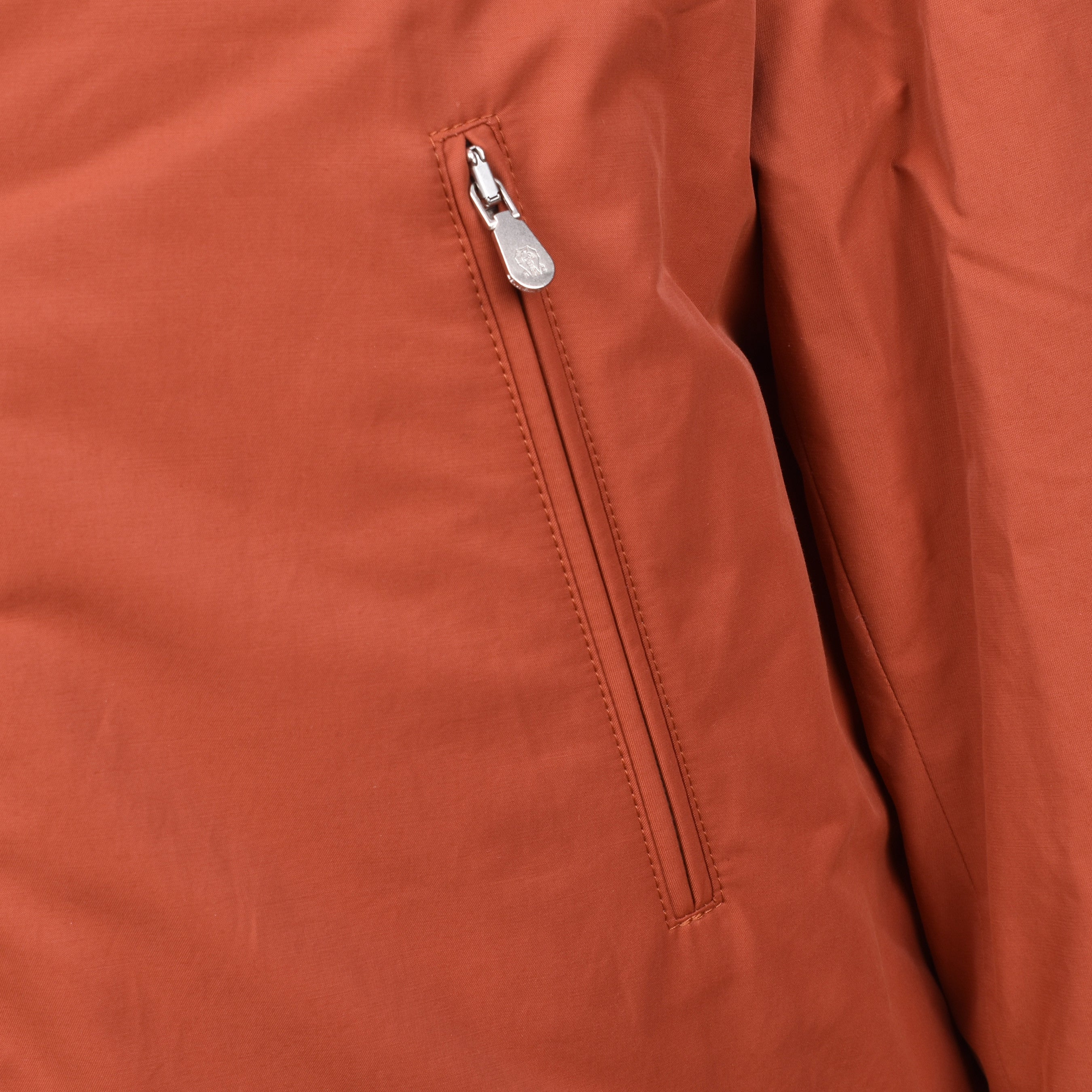 BRUNELLO CUCINELLI MEN'S COTTON BLEND CLAY RED PUFFER JACKET / PARKA