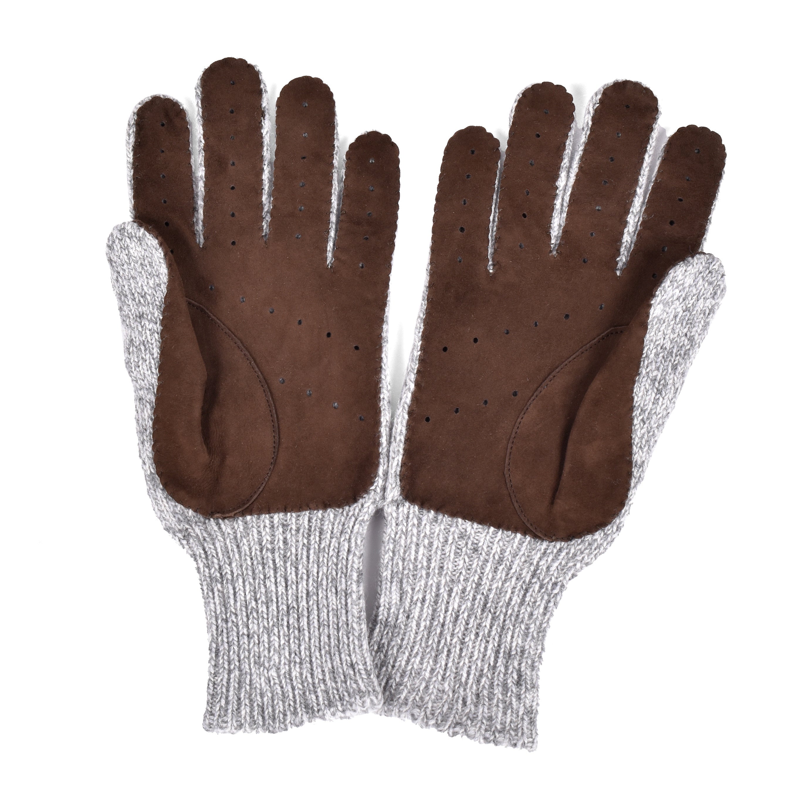 BRUNELLO CUCINELLI MEN'S CASHMERE KNIT LINED SUEDE GLOVES NWT