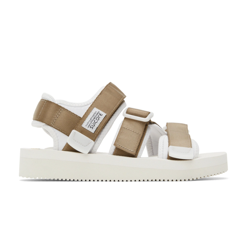 Mens | Suicoke KISEE-V Velcro Strap Sandal Beige/White