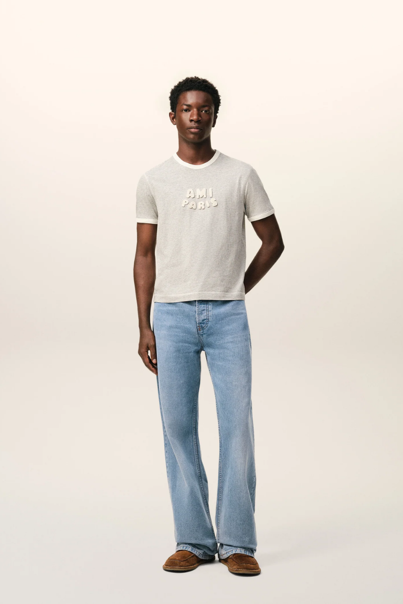 Ami Paris Cotton Large Fit Jeans-Blue