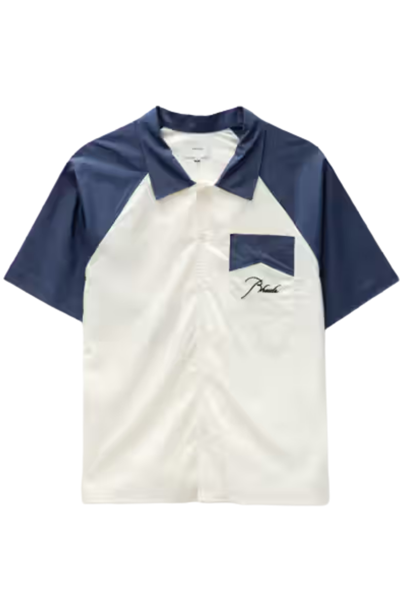 Rhude Raalan Poplin Button Up Shirt in Blue
