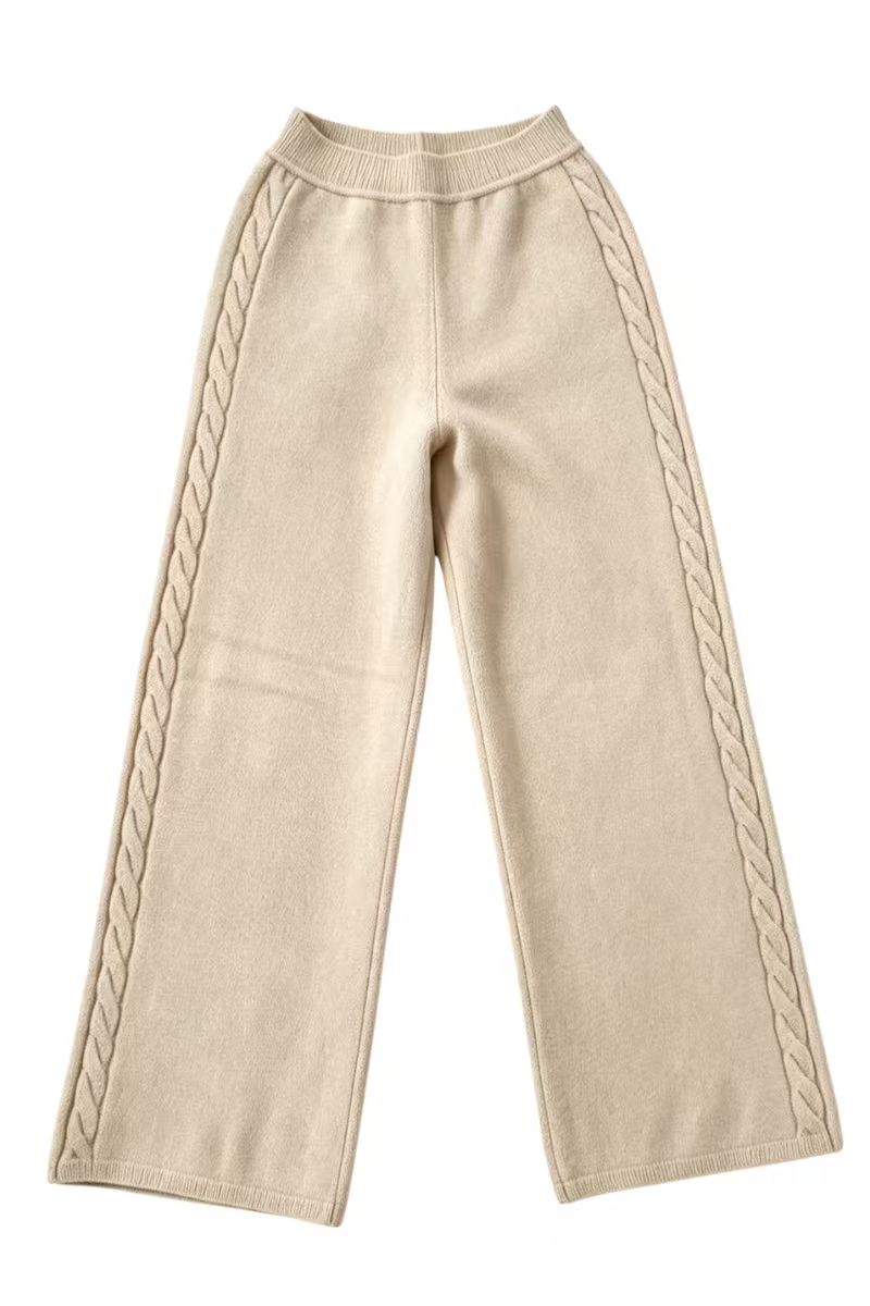 Max Simple Side-Cable Wool Trouser Almond MSSD252697A