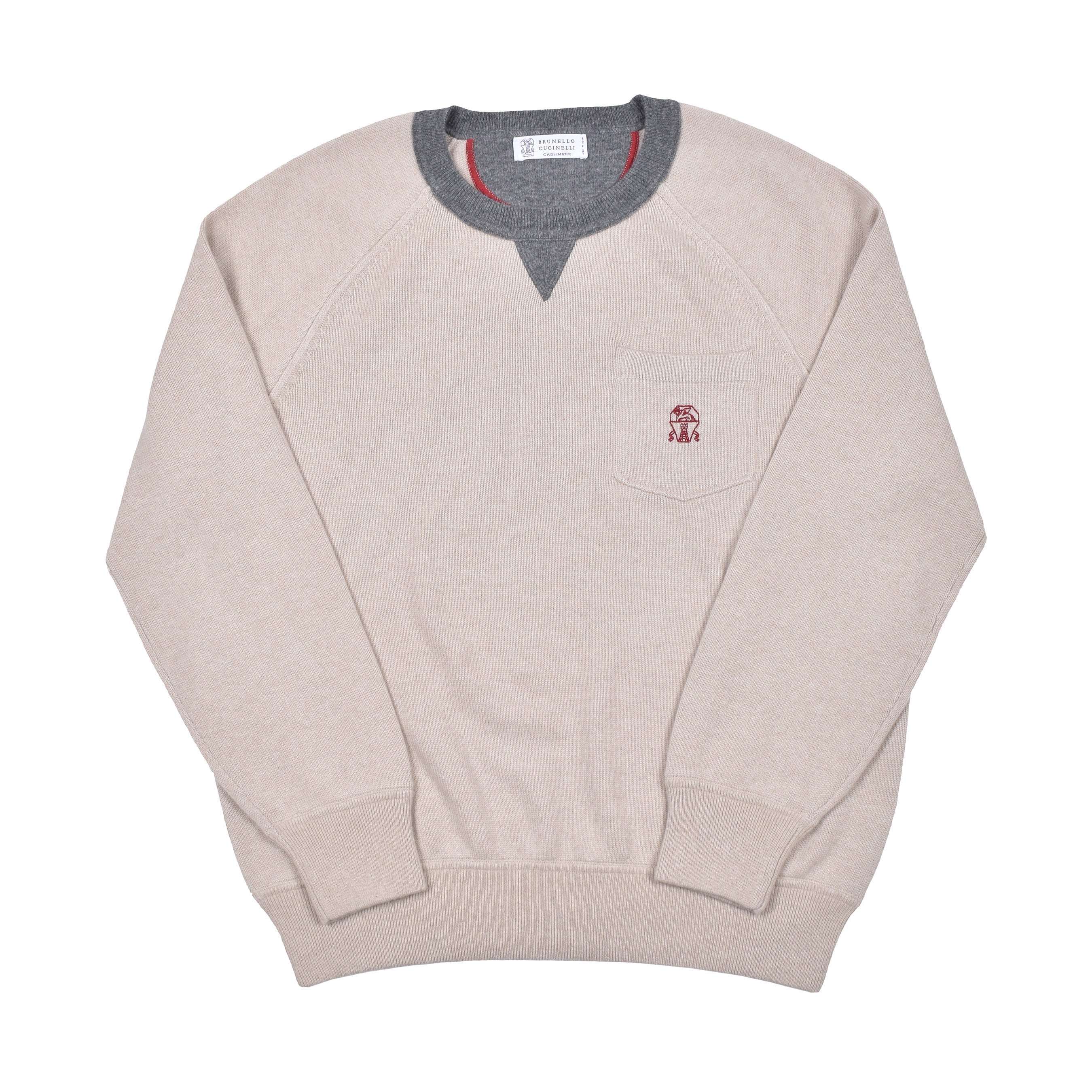 BRUNELLO CUCINELLI MEN'S 100% CASHMERE ATHLETIC STYLE CREW NECK SWEATER NEW