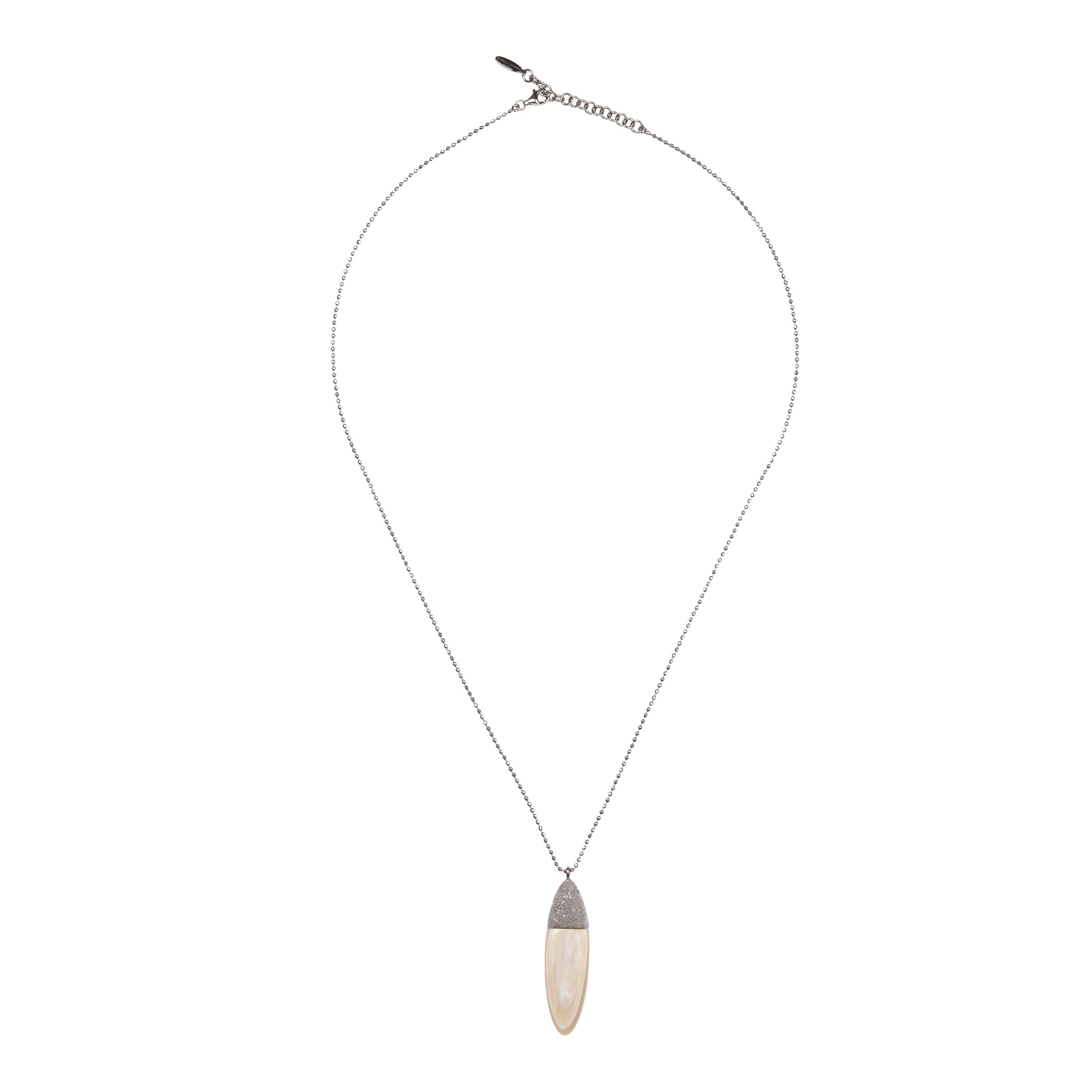 BRUNELLO CUCINELLI WOMEN'S STERLING SILVER NECKLACE W/ NATURAL HORN PENDANT NEW