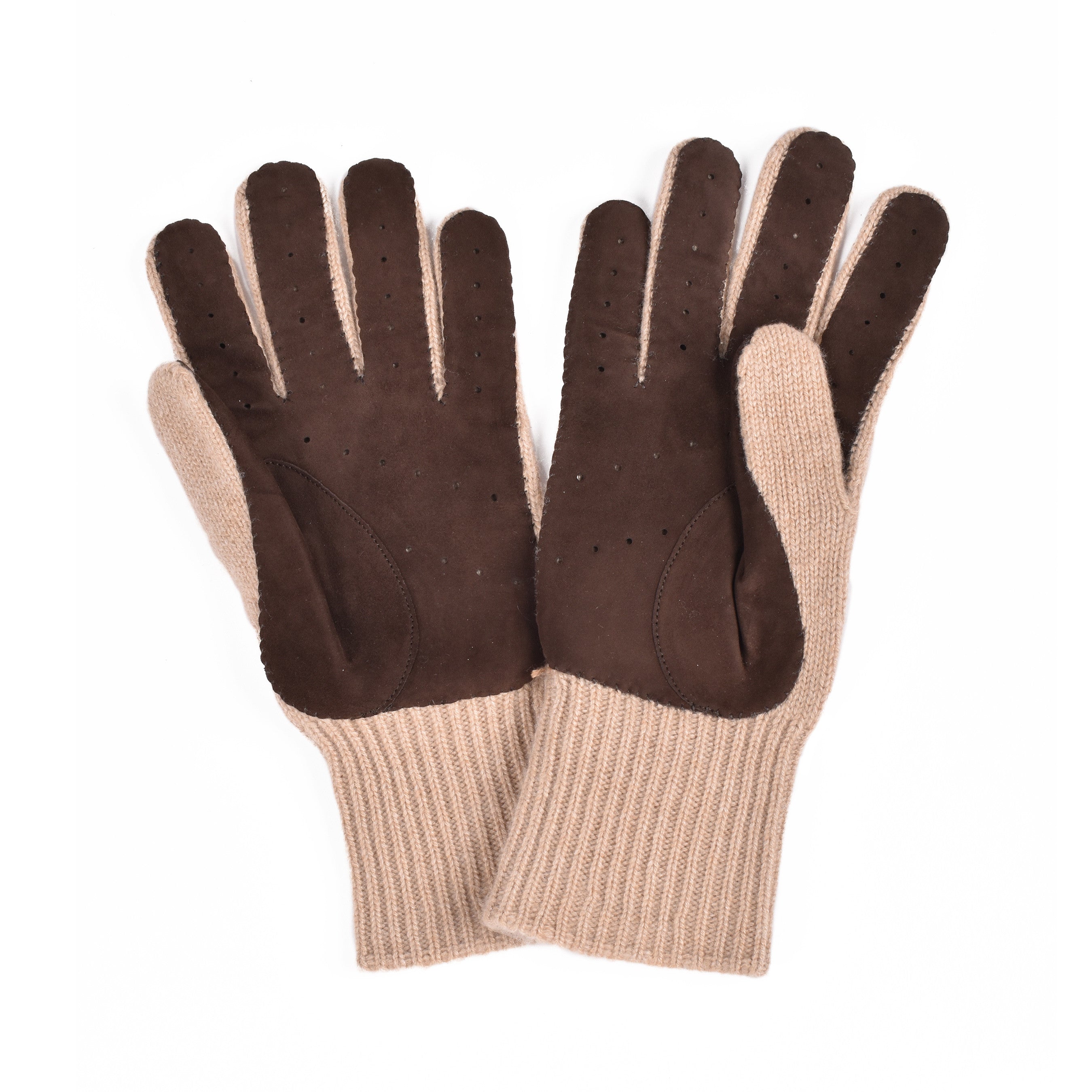 BRUNELLO CUCINELLI MEN'S CASHMERE KNIT LINED SUEDE GLOVES
