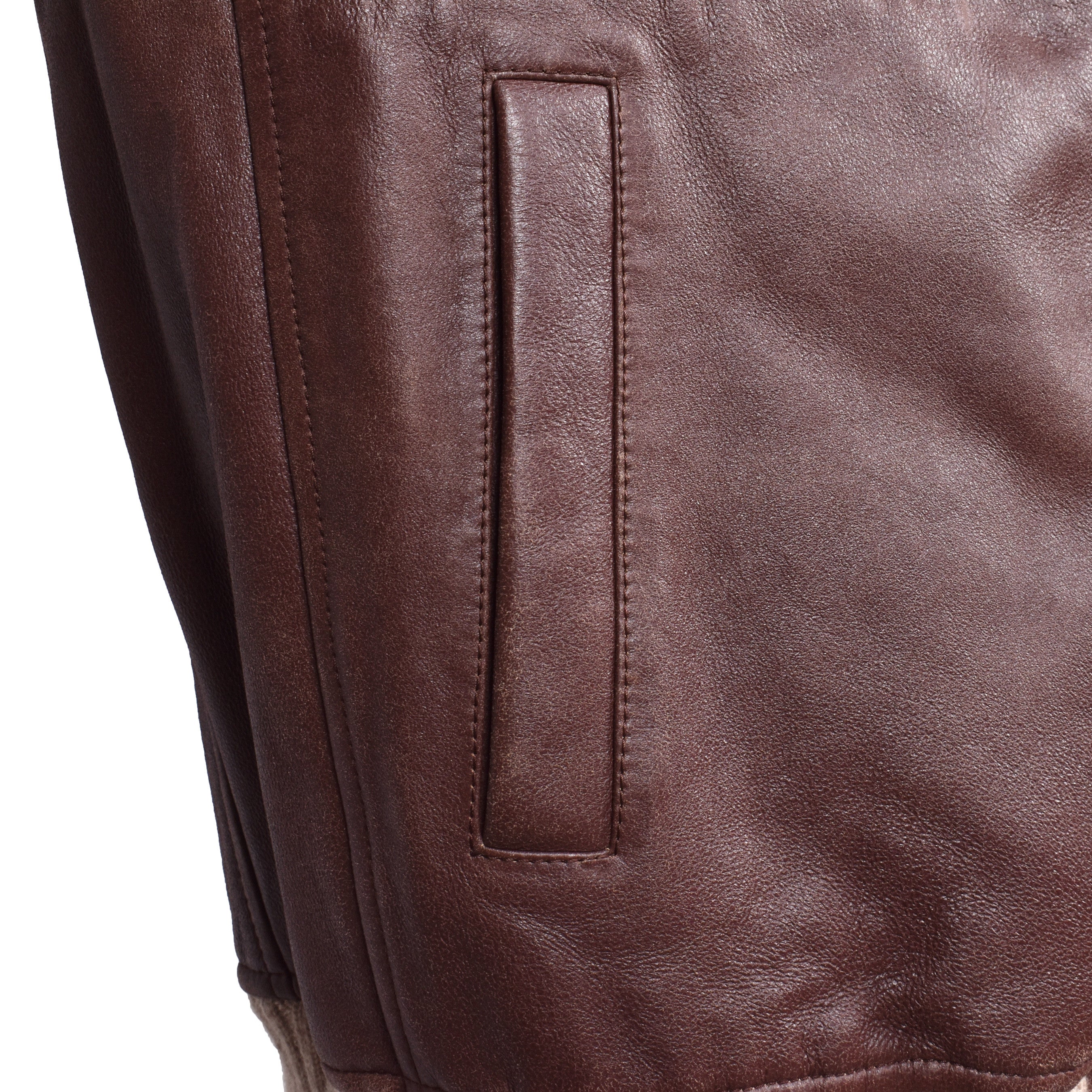 BRUNELLO CUCINELLI MEN'S BROWN LEATHER SHEARLING BOMBER JACKET