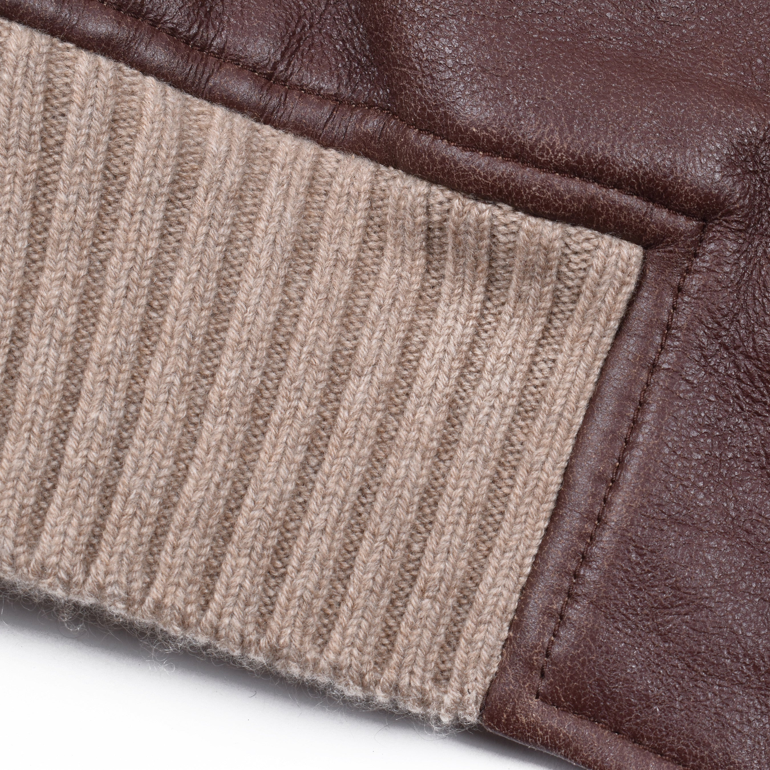 BRUNELLO CUCINELLI MEN'S BROWN LEATHER SHEARLING BOMBER JACKET