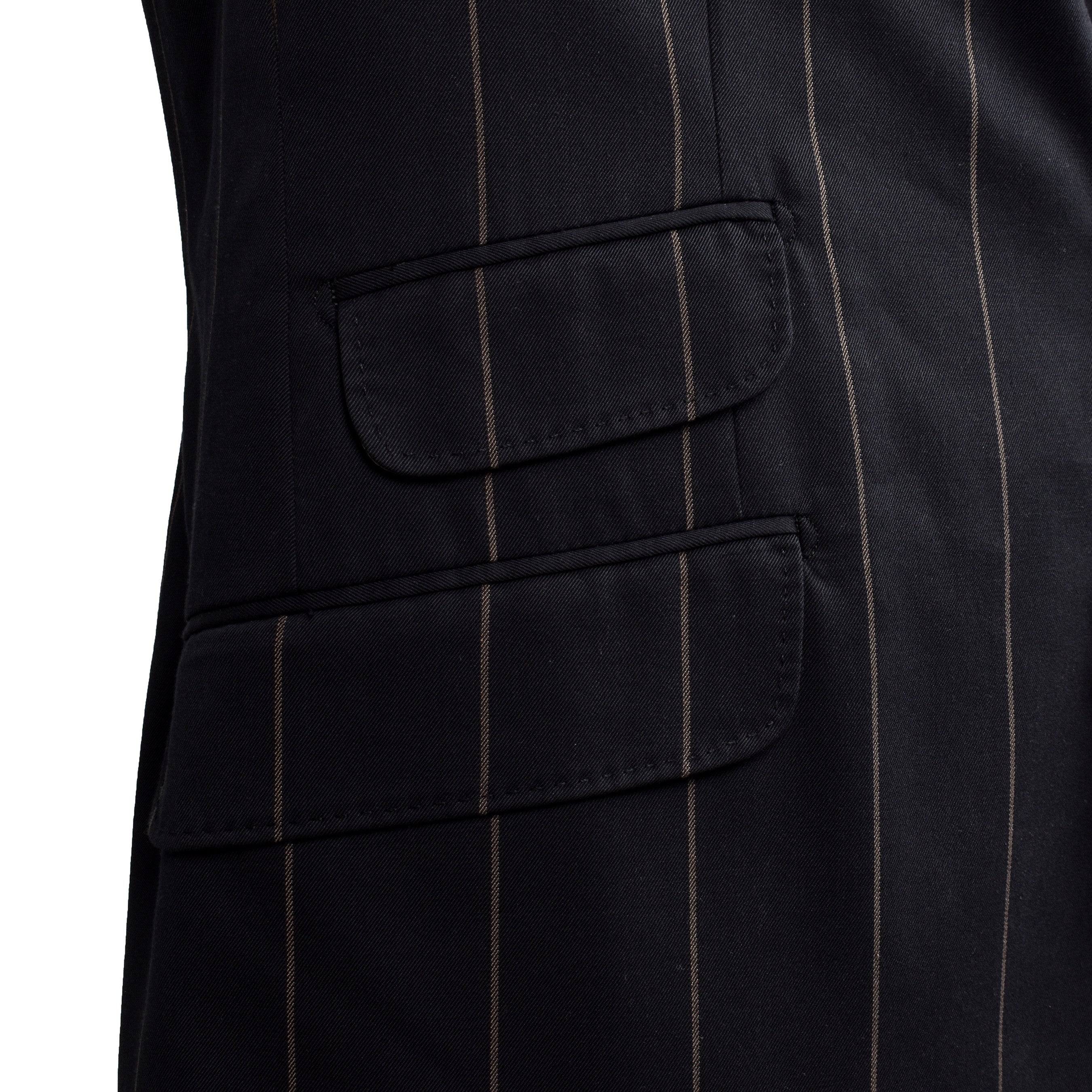 BRUNELLO CUCINELLI MEN'S BLACK WOOL STRIPED SUIT