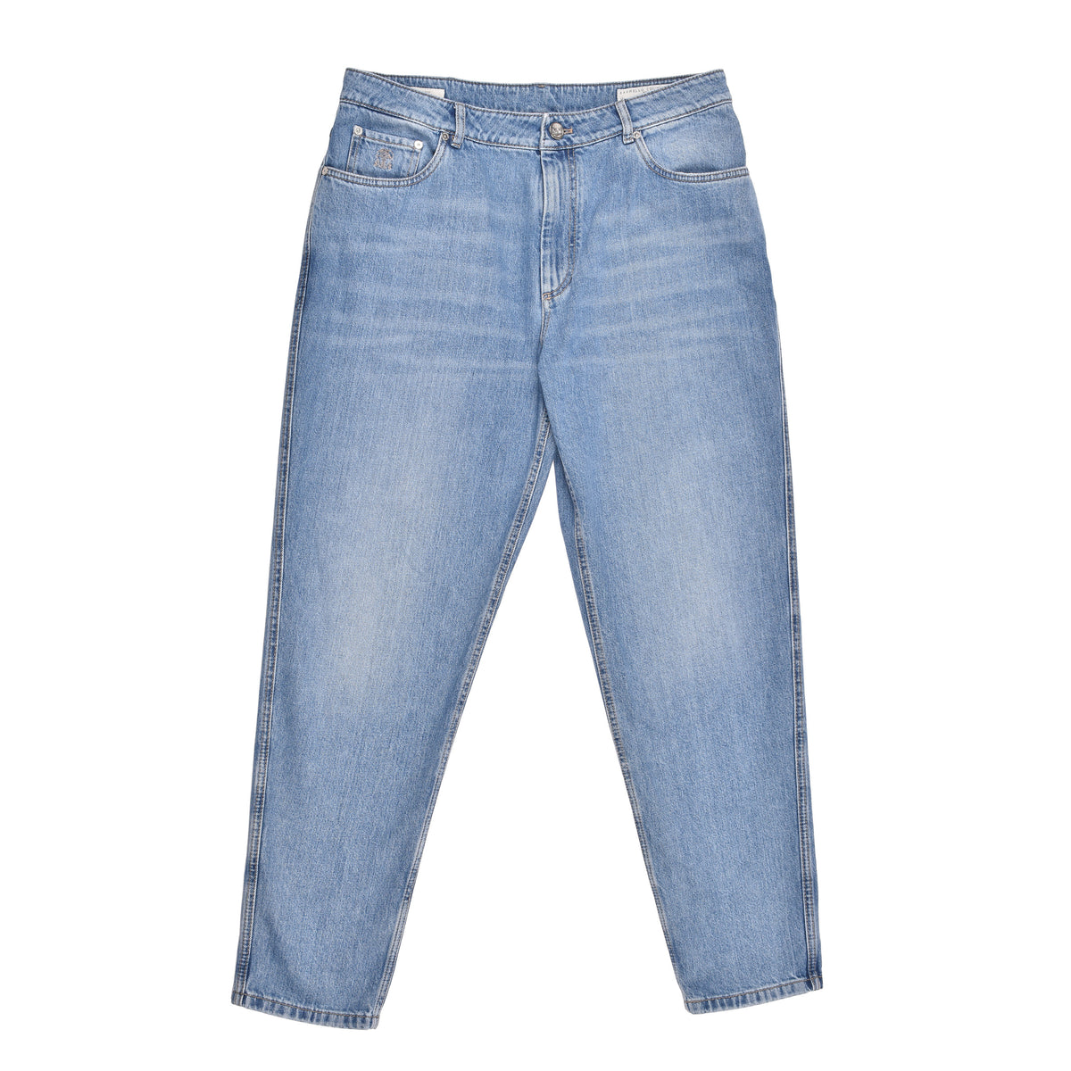 BRUNELLO CUCINELLI MEN'S LIGHT BLUE DENIM TROUSERS