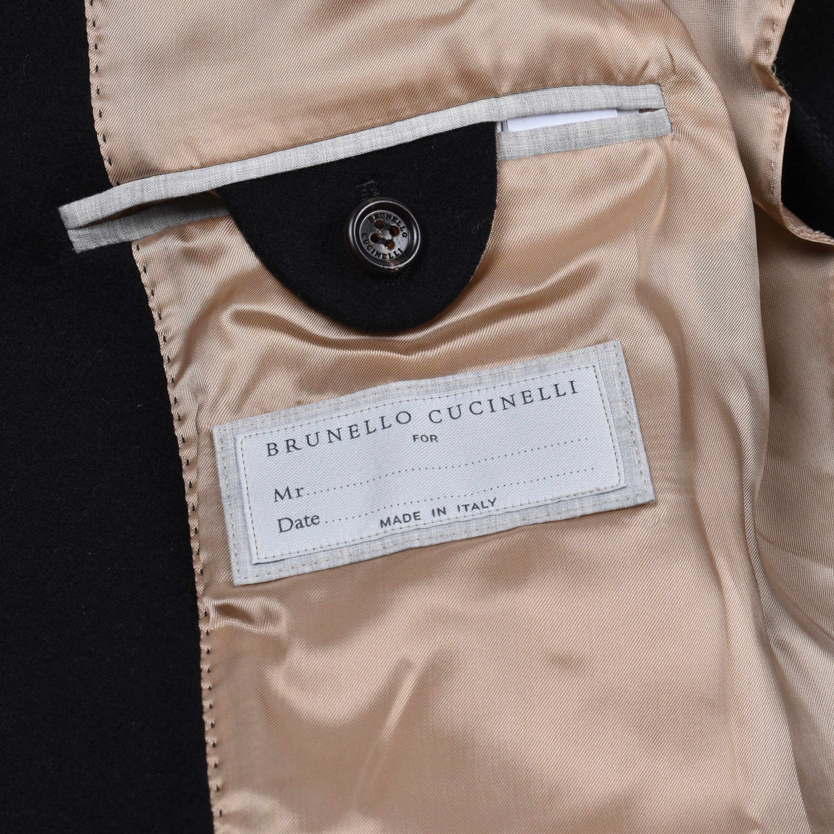 BRUNELLO CUCINELLI MEN'S BLACK CASHMERE BLEND DOUBLE-BREASTED OVERCOAT