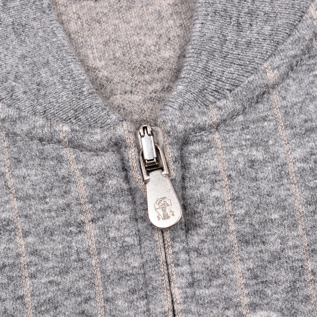 BRUNELLO CUCINELLI MEN'S PIN STRIPED BASEBALL STYLE CASHMERE ZIP UP JACKET NEW
