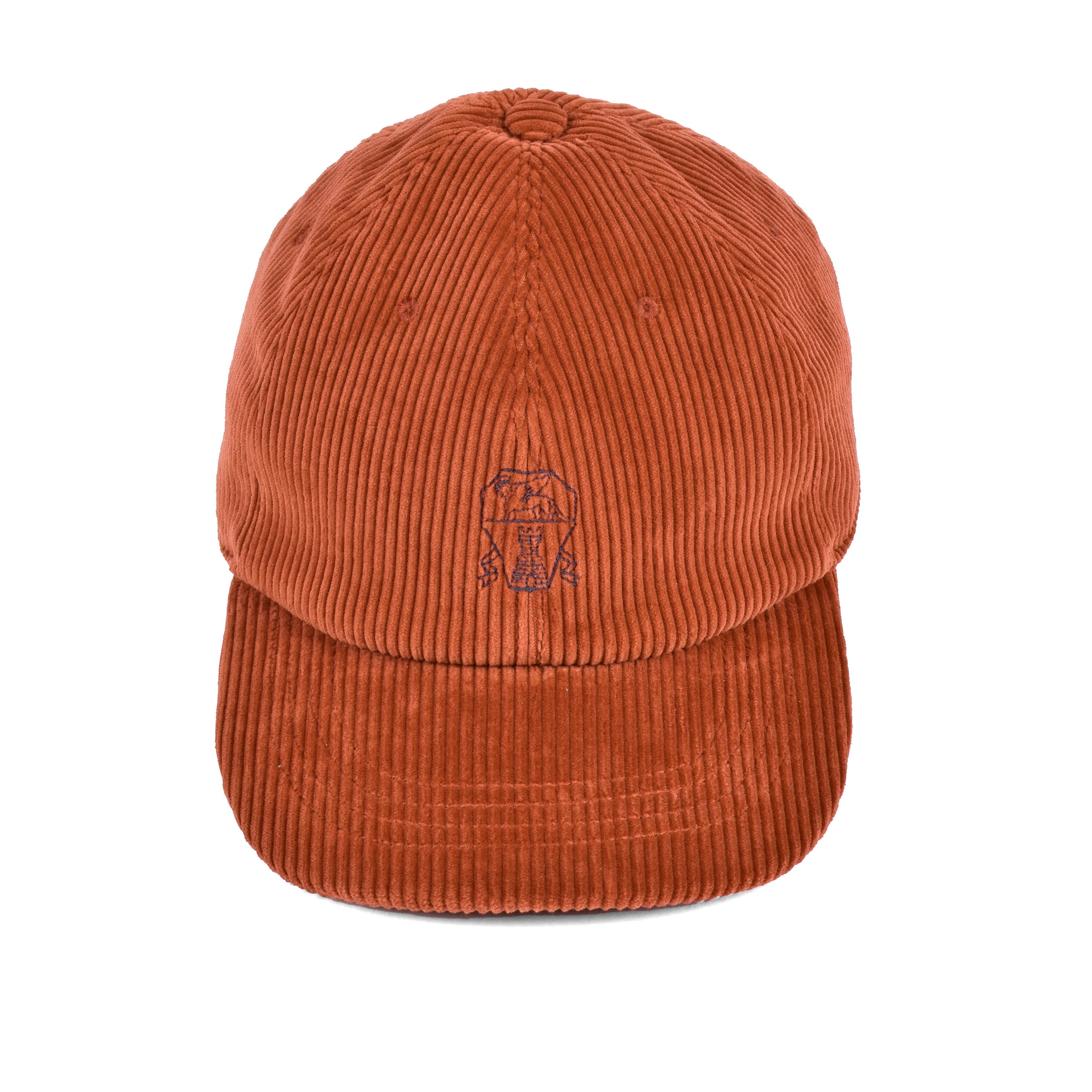 BRUNELLO CUCINELLI MEN'S 100% COTTON SALMON CORDUROY LOGO BASEBALL CAP/HAT