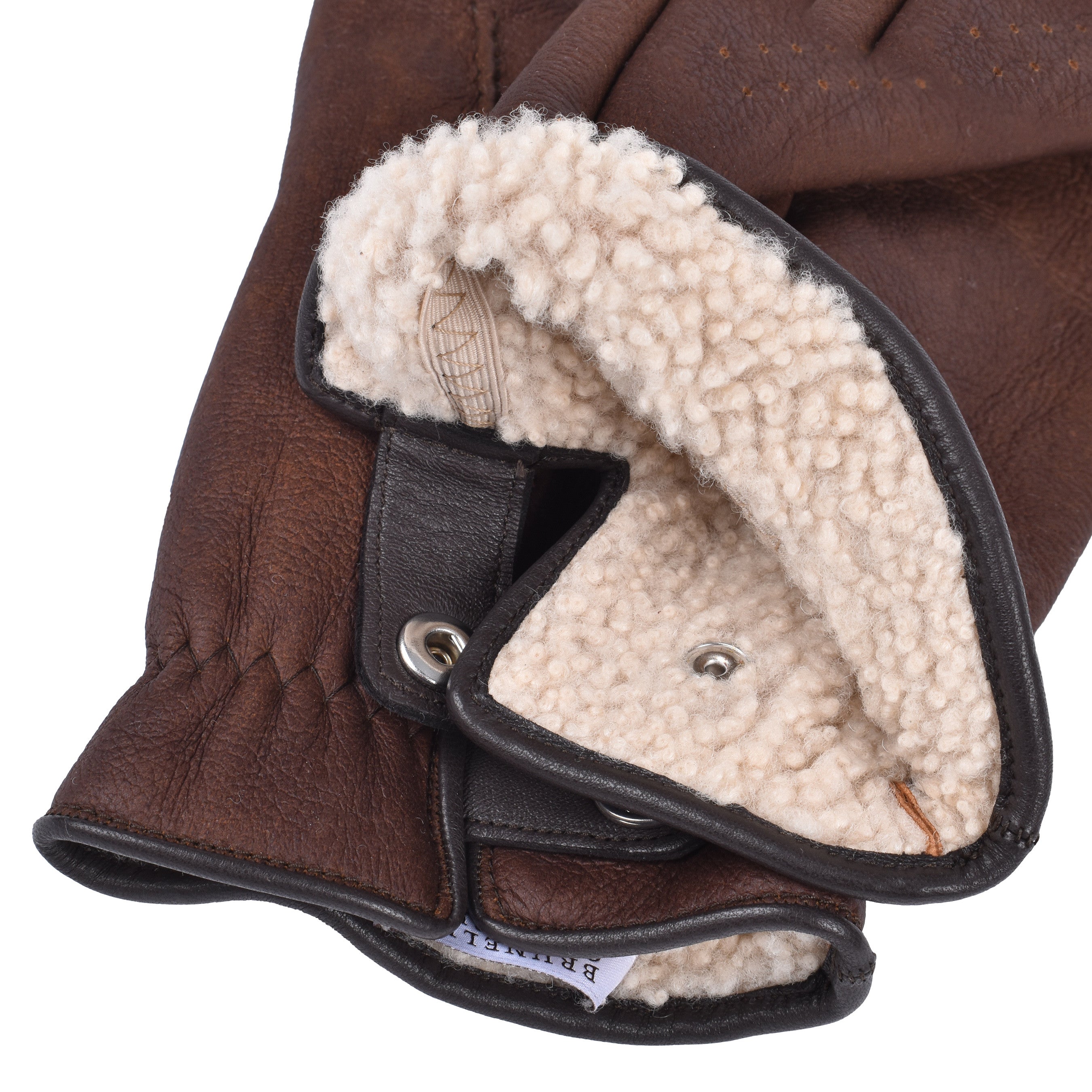BRUNELLO CUCINELLI MEN'S SHEARLING WOOL LINED GENUINE LEATHER GLOVES
