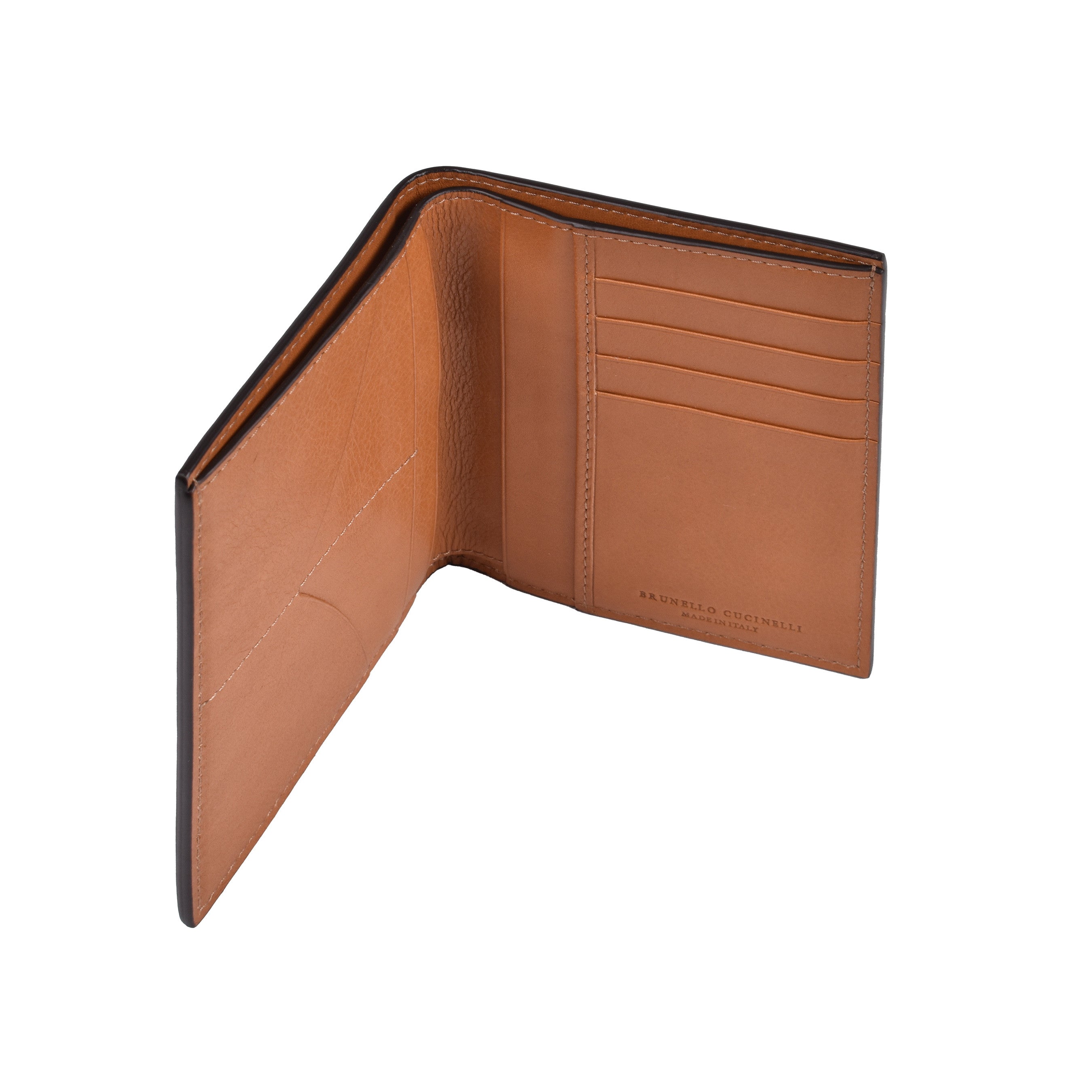 BRUNELLO CUCINELLI MEN'S TAN LEATHER WALLET