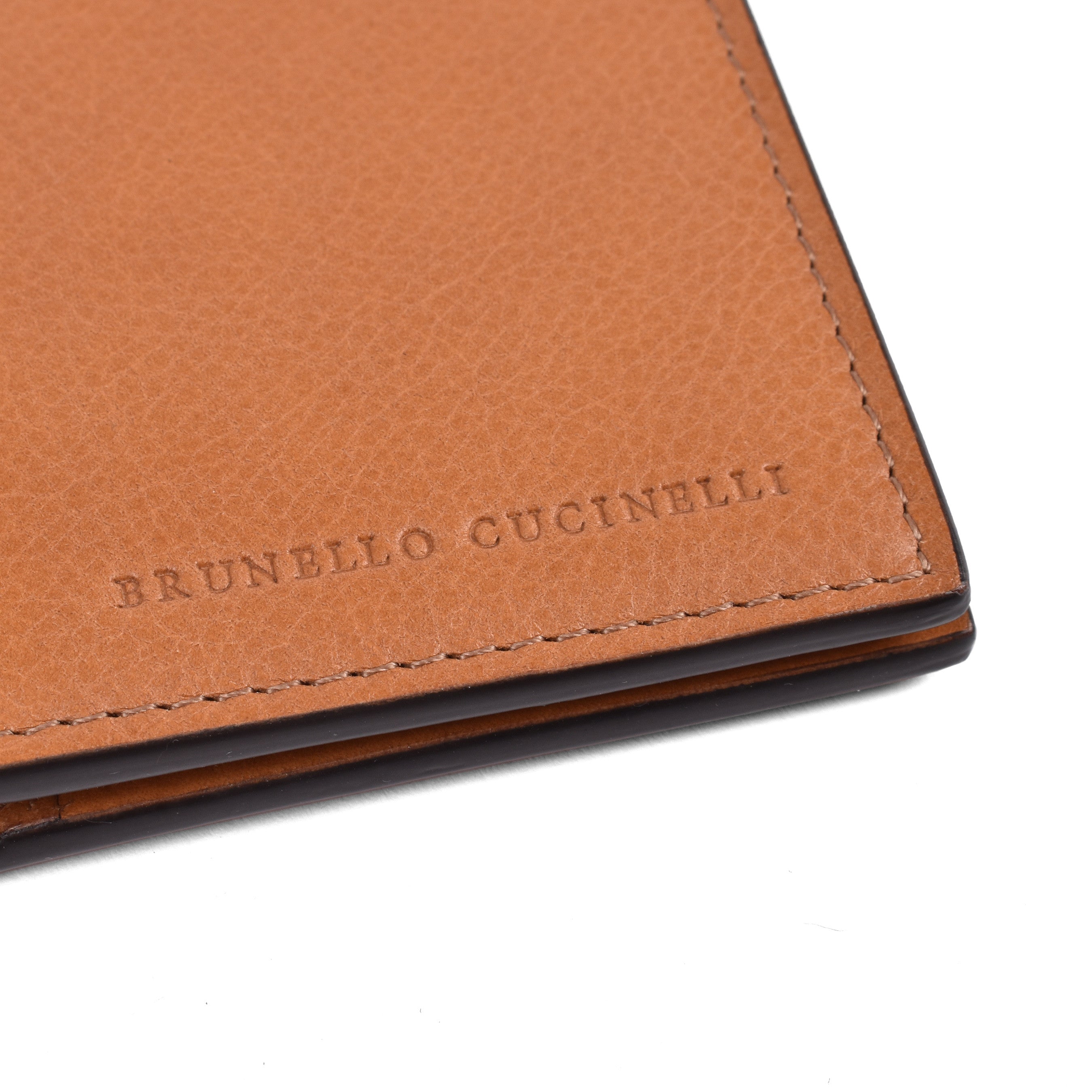 BRUNELLO CUCINELLI MEN'S TAN LEATHER WALLET