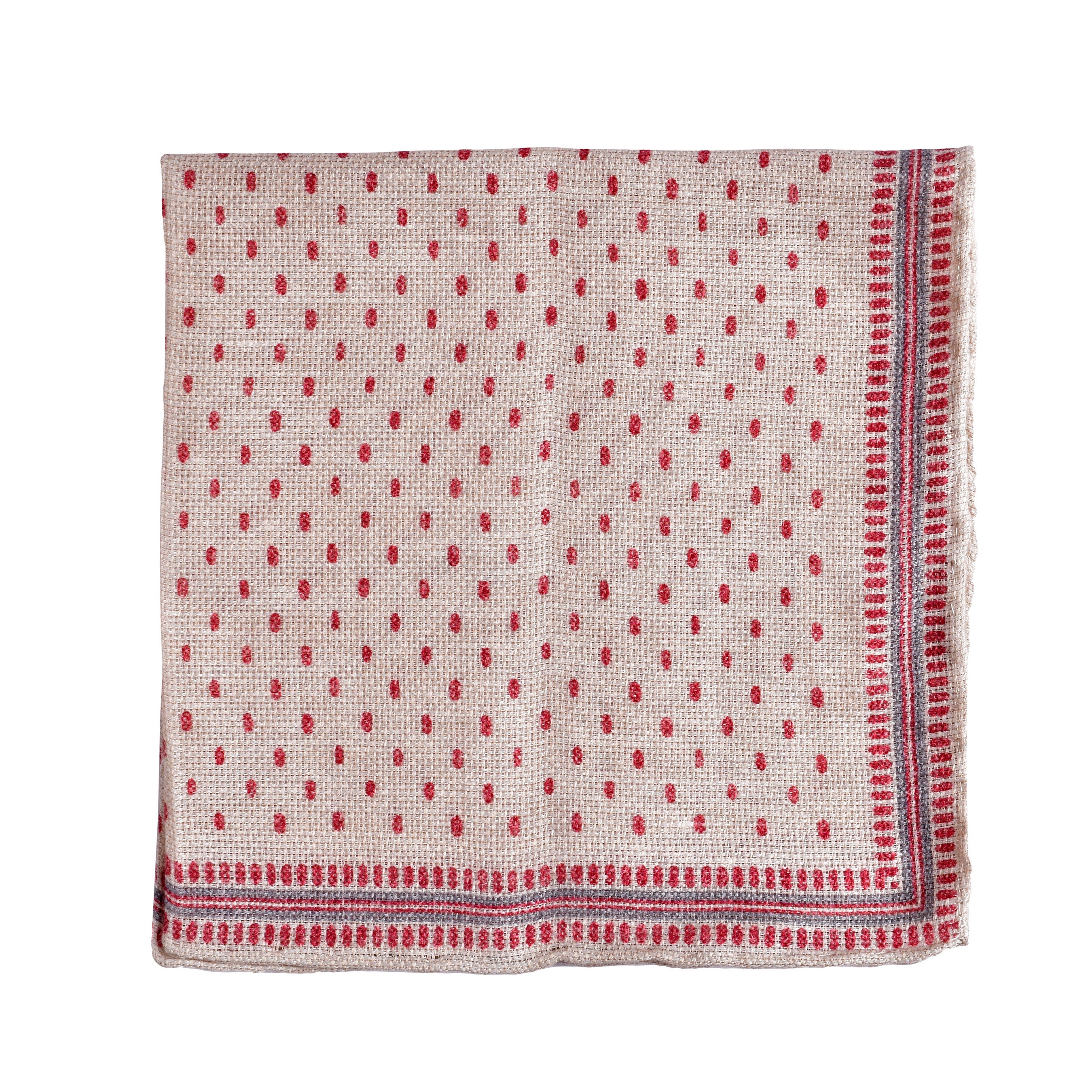 BRUNELLO CUCINELLI MEN'S RED POLKA DOT POCKET SQUARE