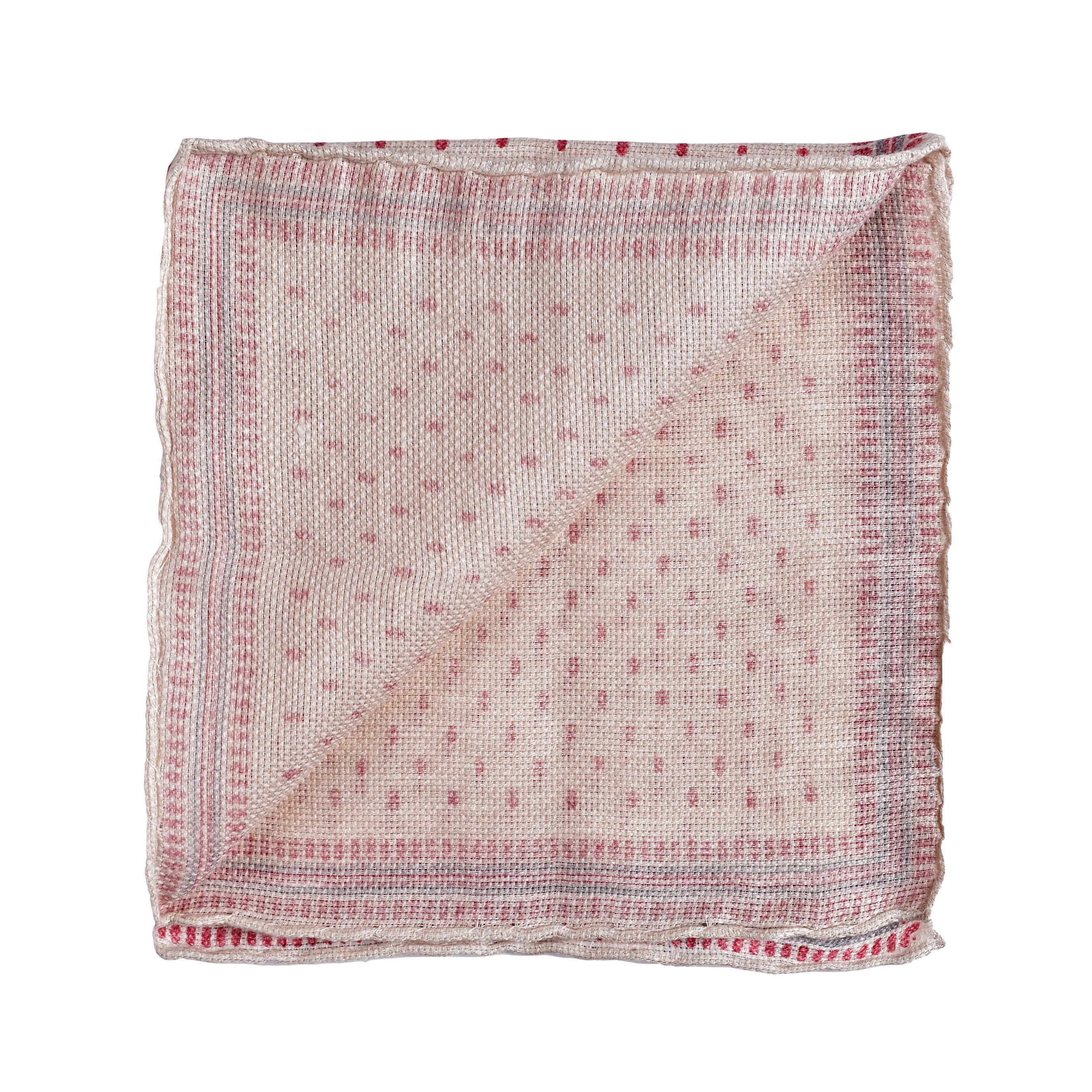 BRUNELLO CUCINELLI MEN'S RED POLKA DOT POCKET SQUARE