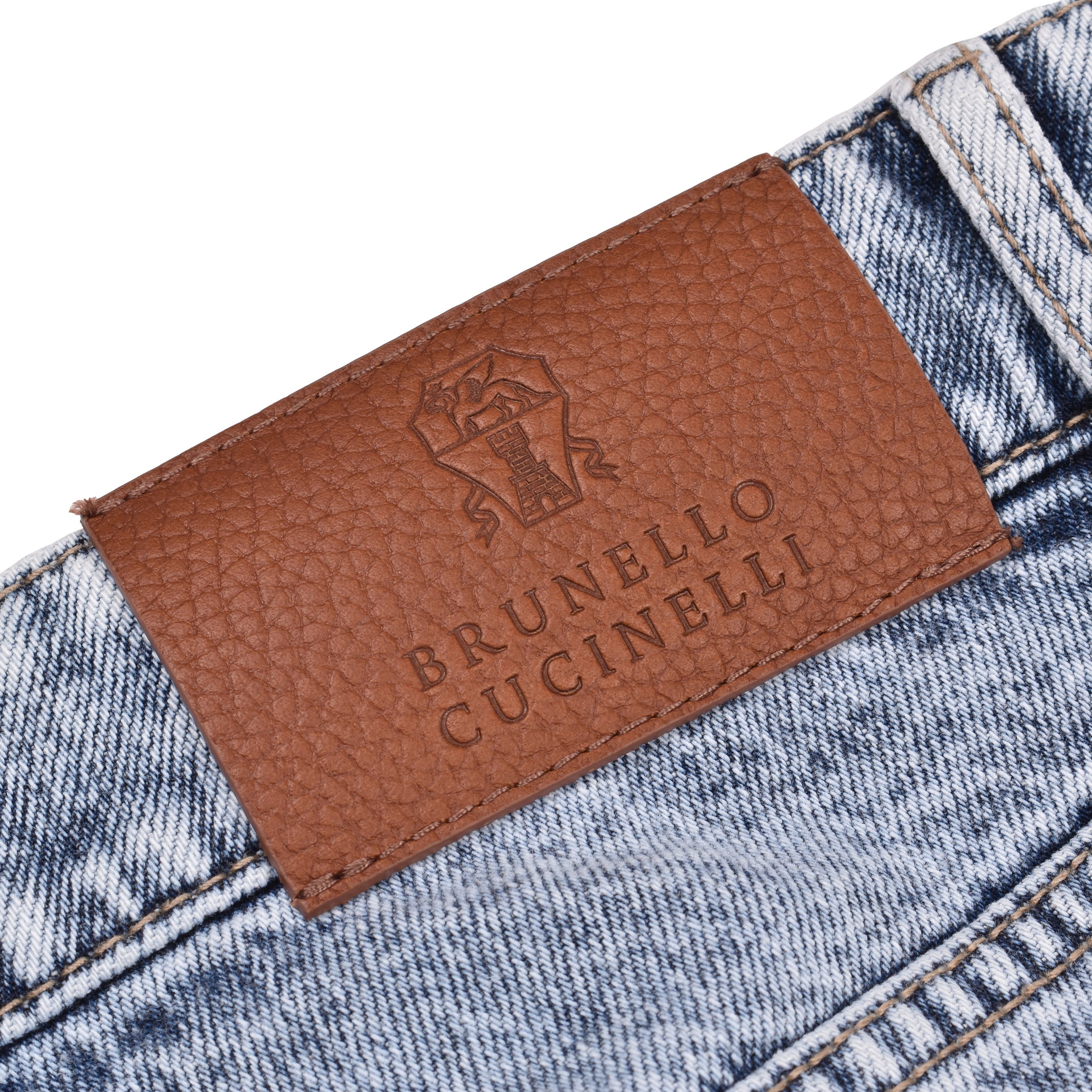 BRUNELLO CUCINELLI MEN'S LIGHT BLUE DENIM TROUSERS