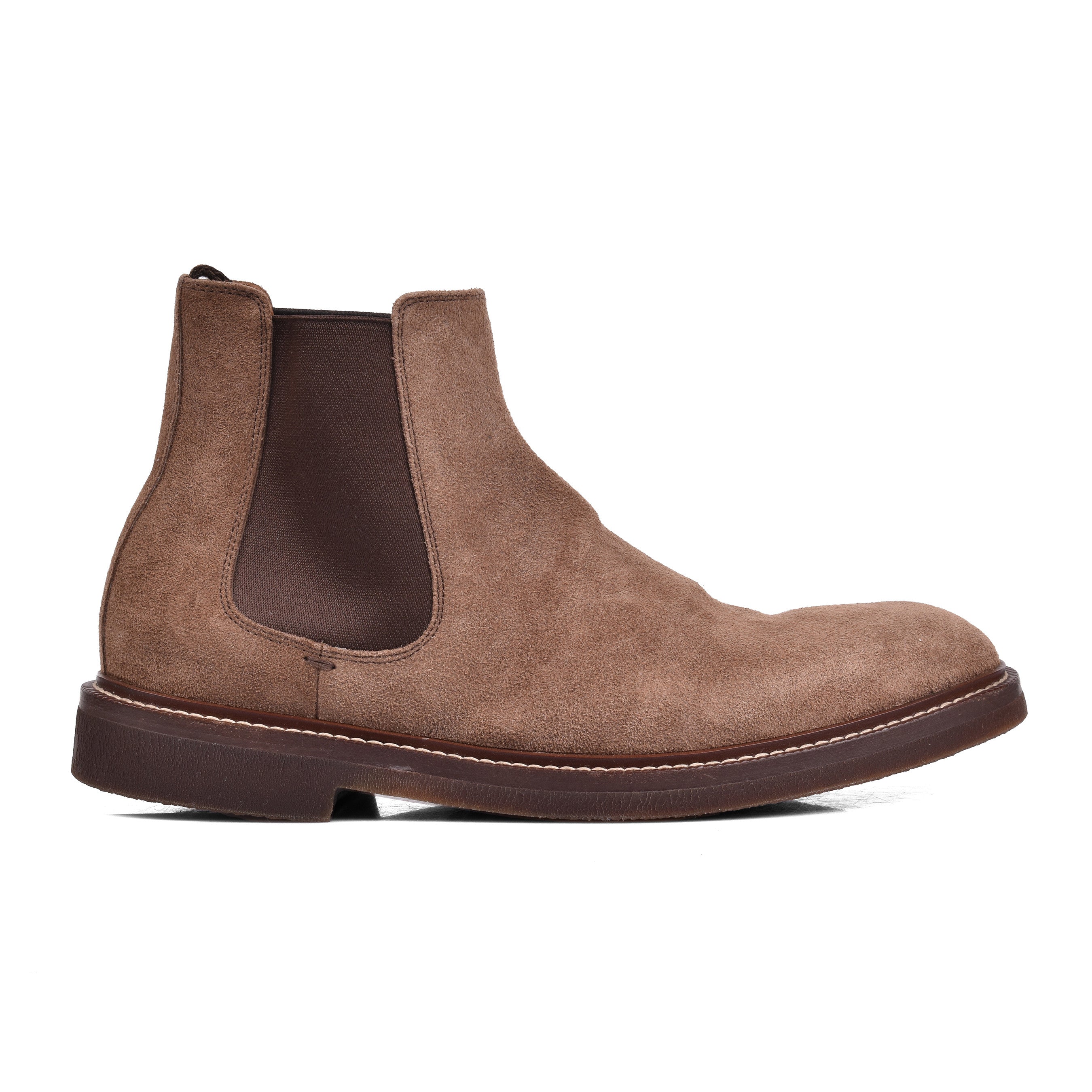 BRUNELLO CUCINELLI MEN'S LIGHT BROWN LEATHER CHELSEA BOOTS