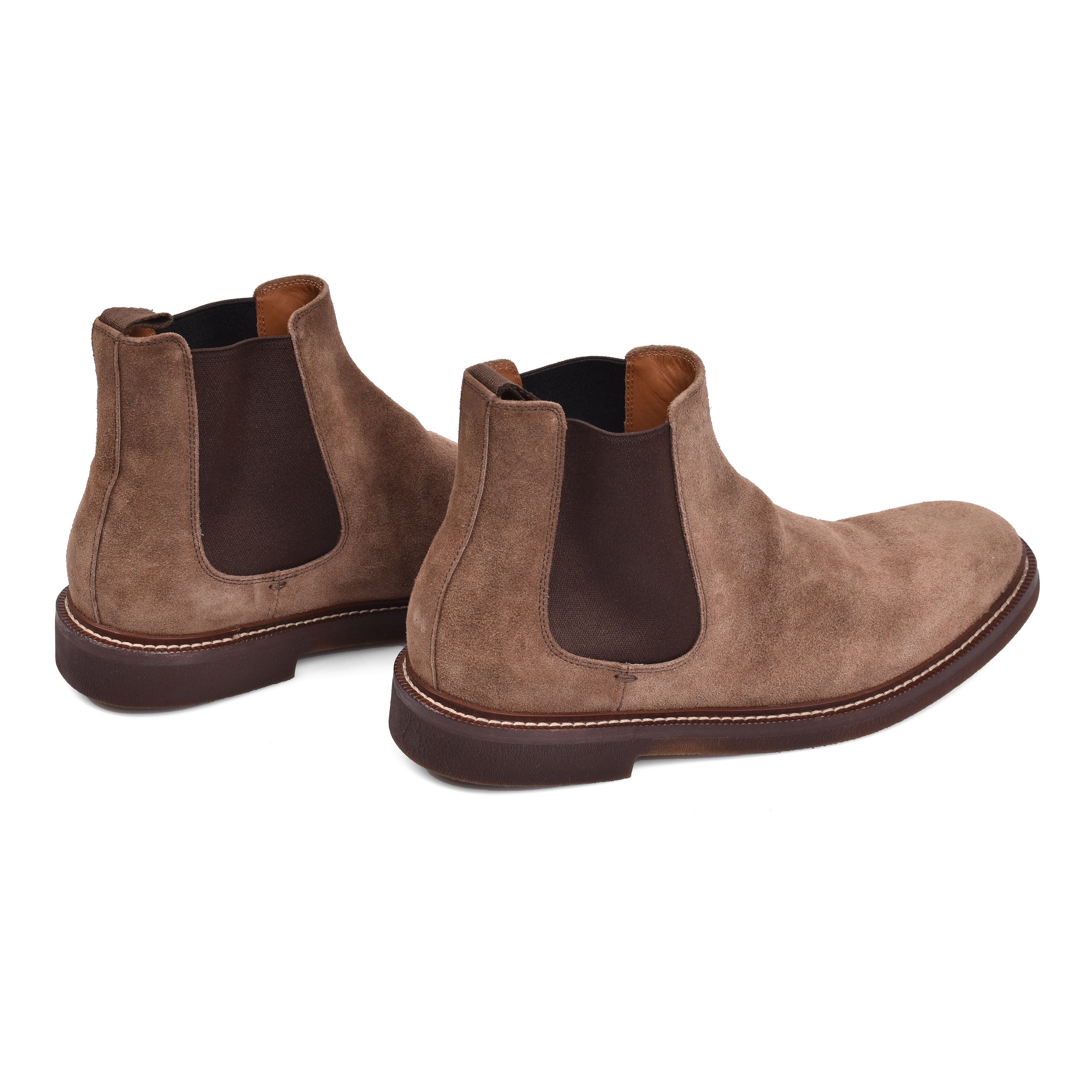 BRUNELLO CUCINELLI MEN'S LIGHT BROWN LEATHER CHELSEA BOOTS