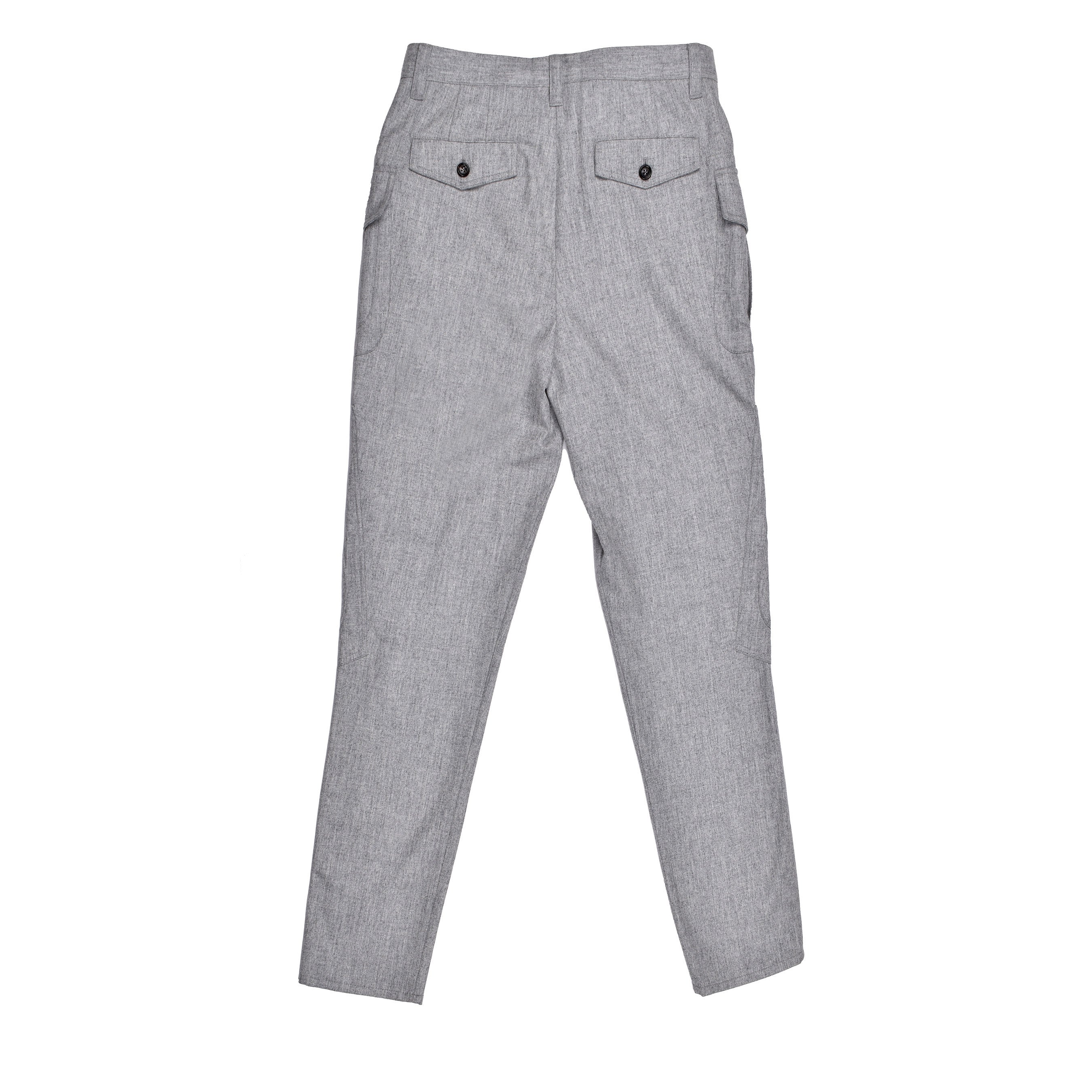 BRUNELLO CUCINELLI MEN'S LIGHT GREY WOOL CARGO TROUSERS