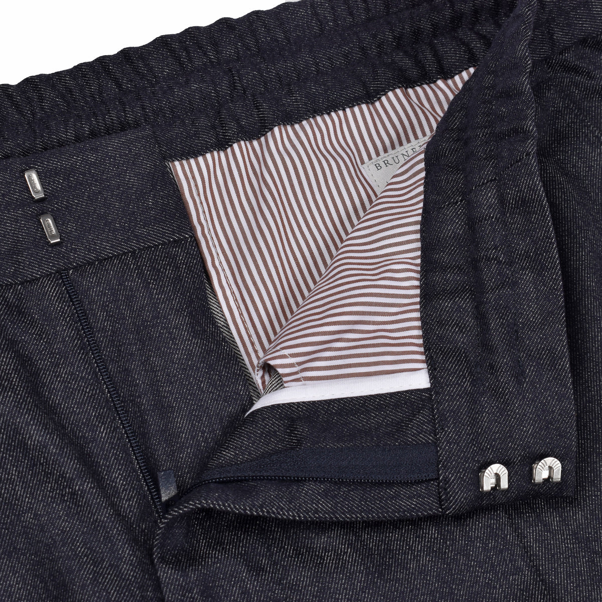 BRUNELLO CUCINELLI MEN'S DARK GREY WOOL LEISURE TROUSERS
