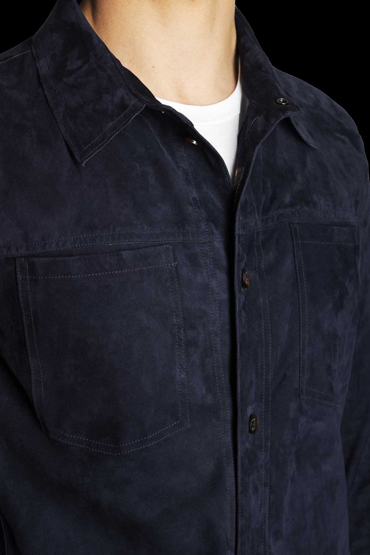 MOORER MEN'S BLUE SUEDE BUTTON-UP JACKET