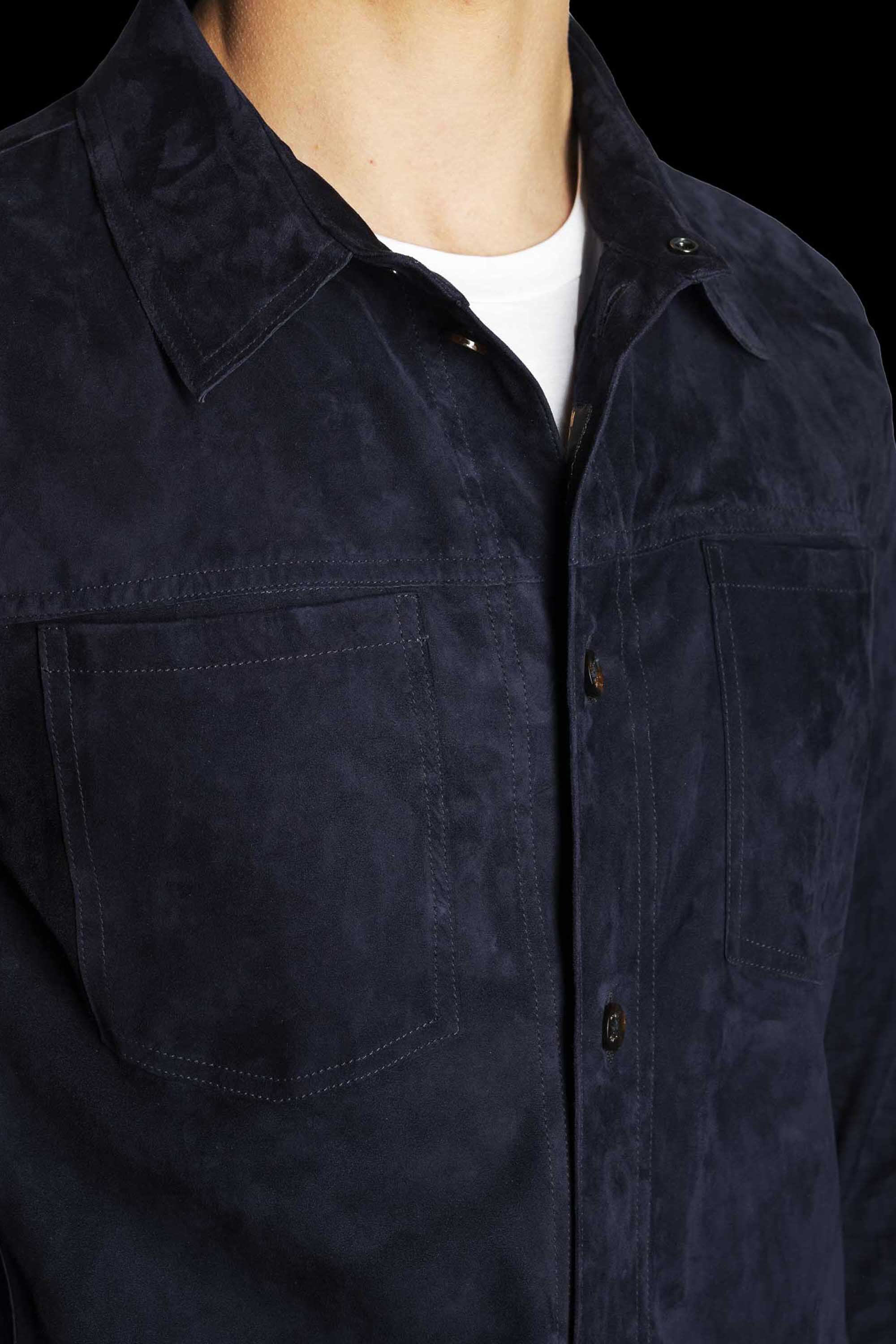 MOORER MEN'S BLUE SUEDE BUTTON-UP JACKET