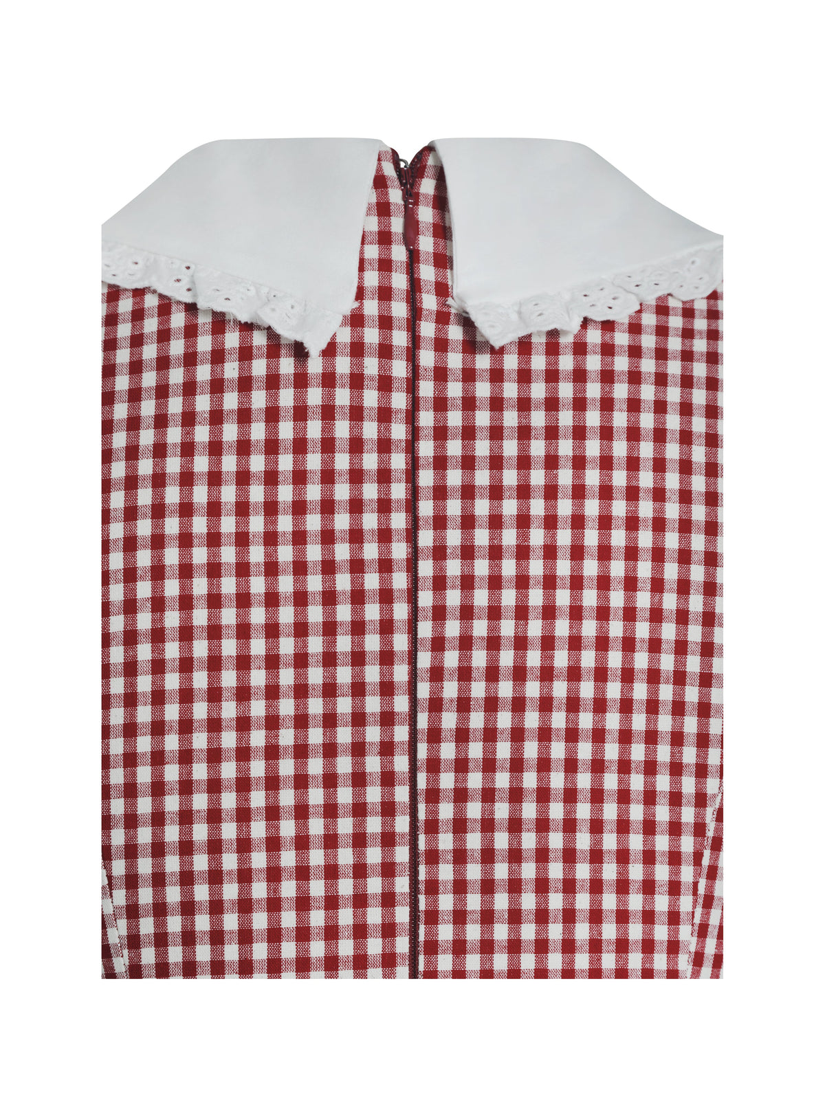 Nala Red Cotton Gingham Peterpan Collar Mini Dress