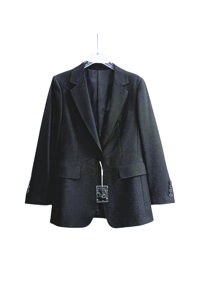 Max Simple Shimmery Collarless Blazer Black