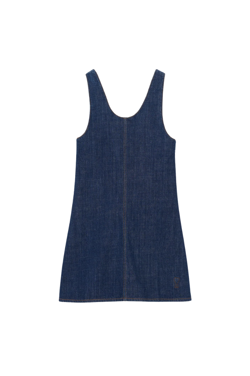 Ami Paris Cotton Short Strapped Dress-Denim Blue