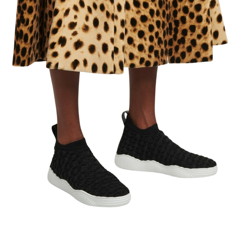 Womens | Alaïa Stretch-Knit Petale Sneakers Black & White